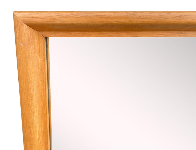 MidCentury Modern Solid White Oak Framed Large Wall Mirror For Sale at