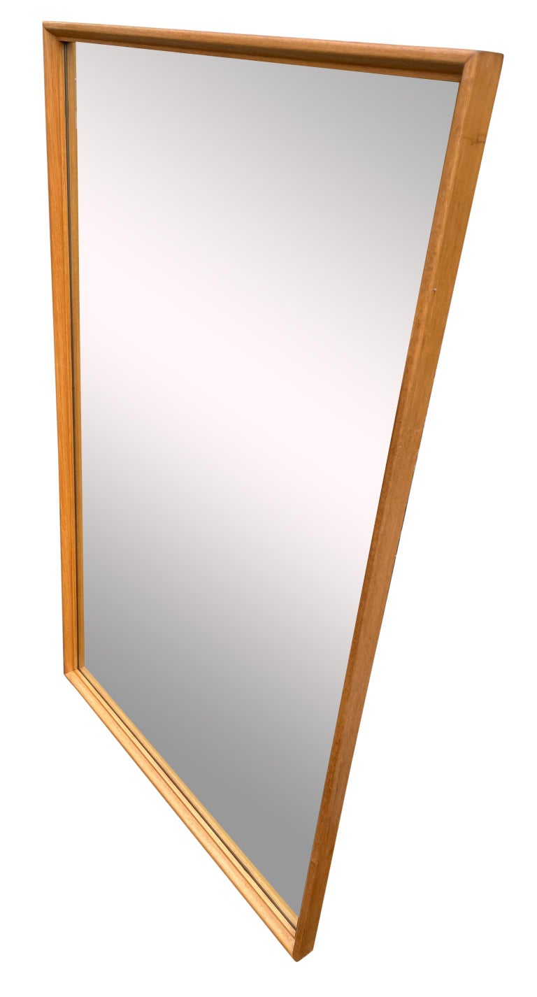 MidCentury Modern Solid White Oak Framed Large Wall Mirror For Sale at