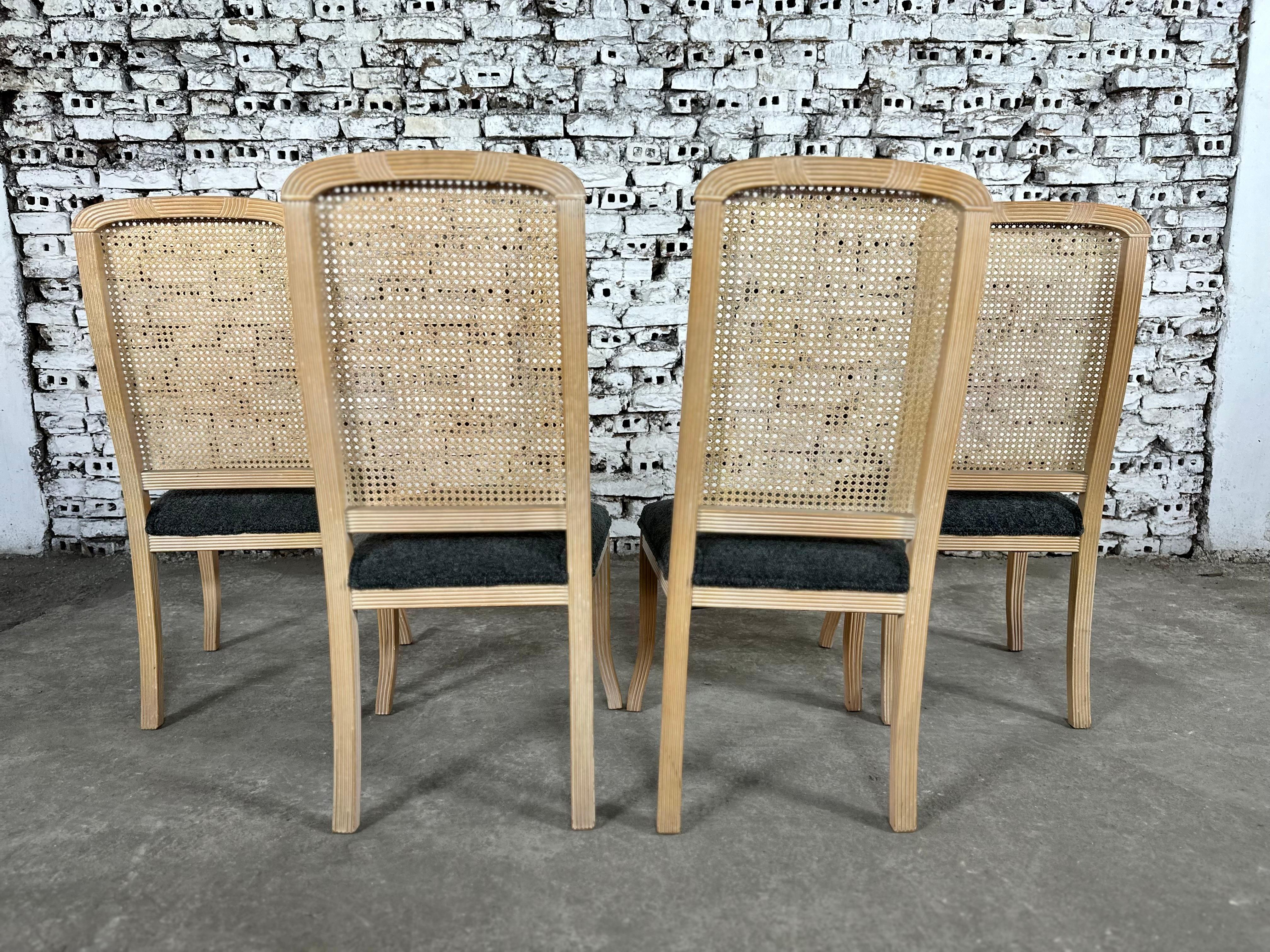 Mid-Century Modern Solid Wood and Cane Dining Chairs - Set of 4 For Sale 8