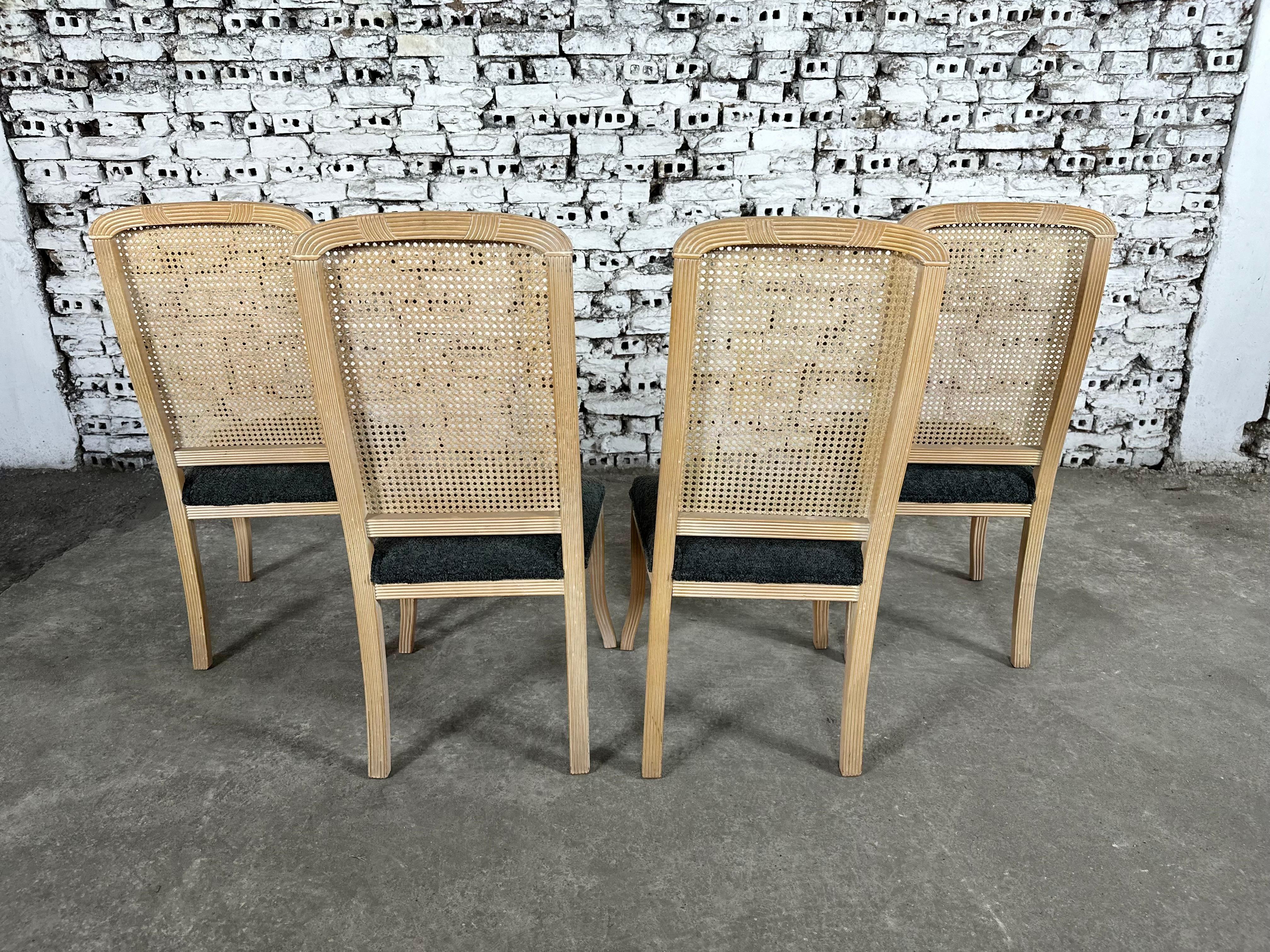 Mid-Century Modern Solid Wood and Cane Dining Chairs - Set of 4 For Sale 10