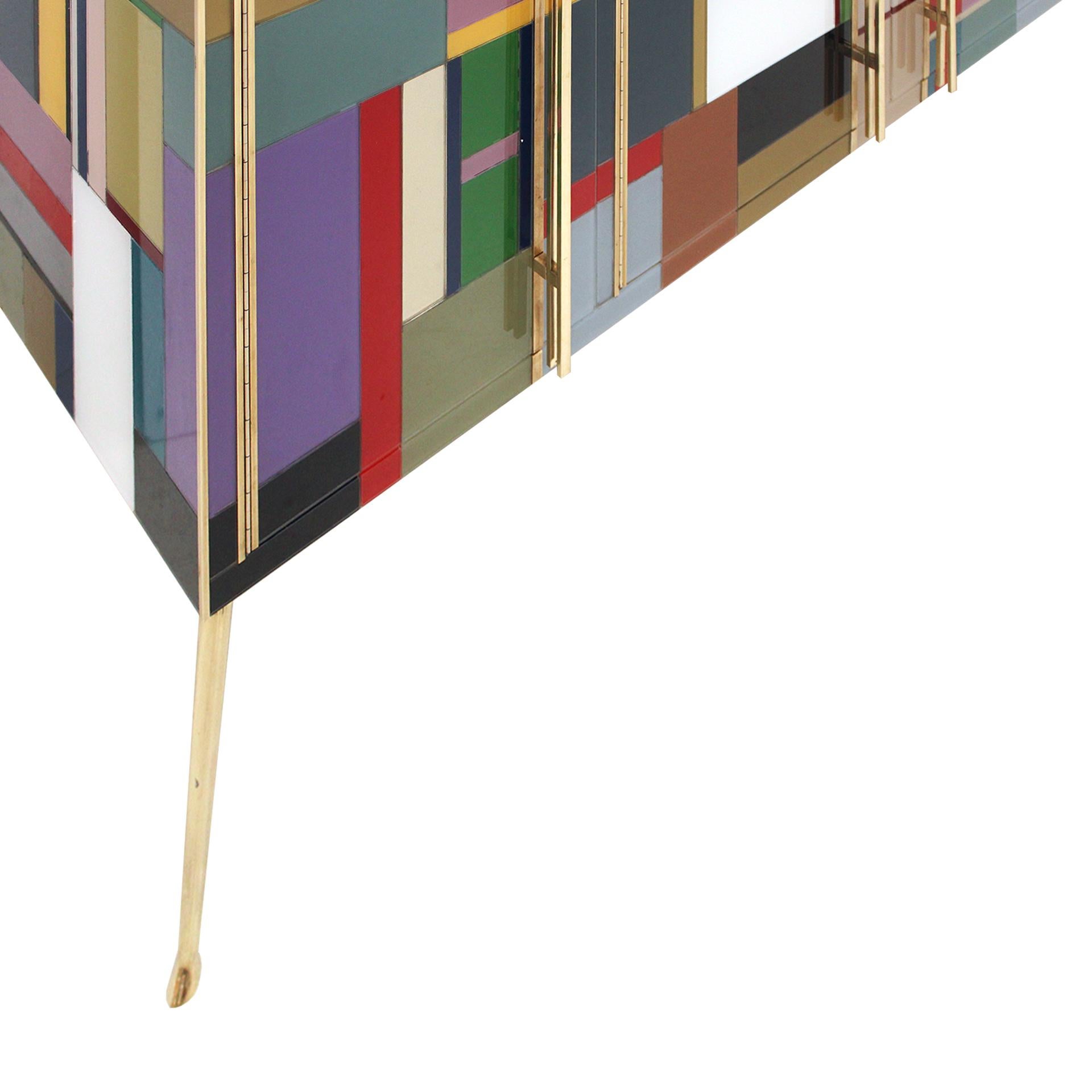 Buffet du milieu du siècle, réaménagé en verre de Murano contemporain Bon état à Madrid, ES