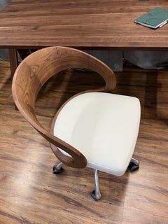 Mid-Century Modern Solid Wood Customizable Swivel Chair