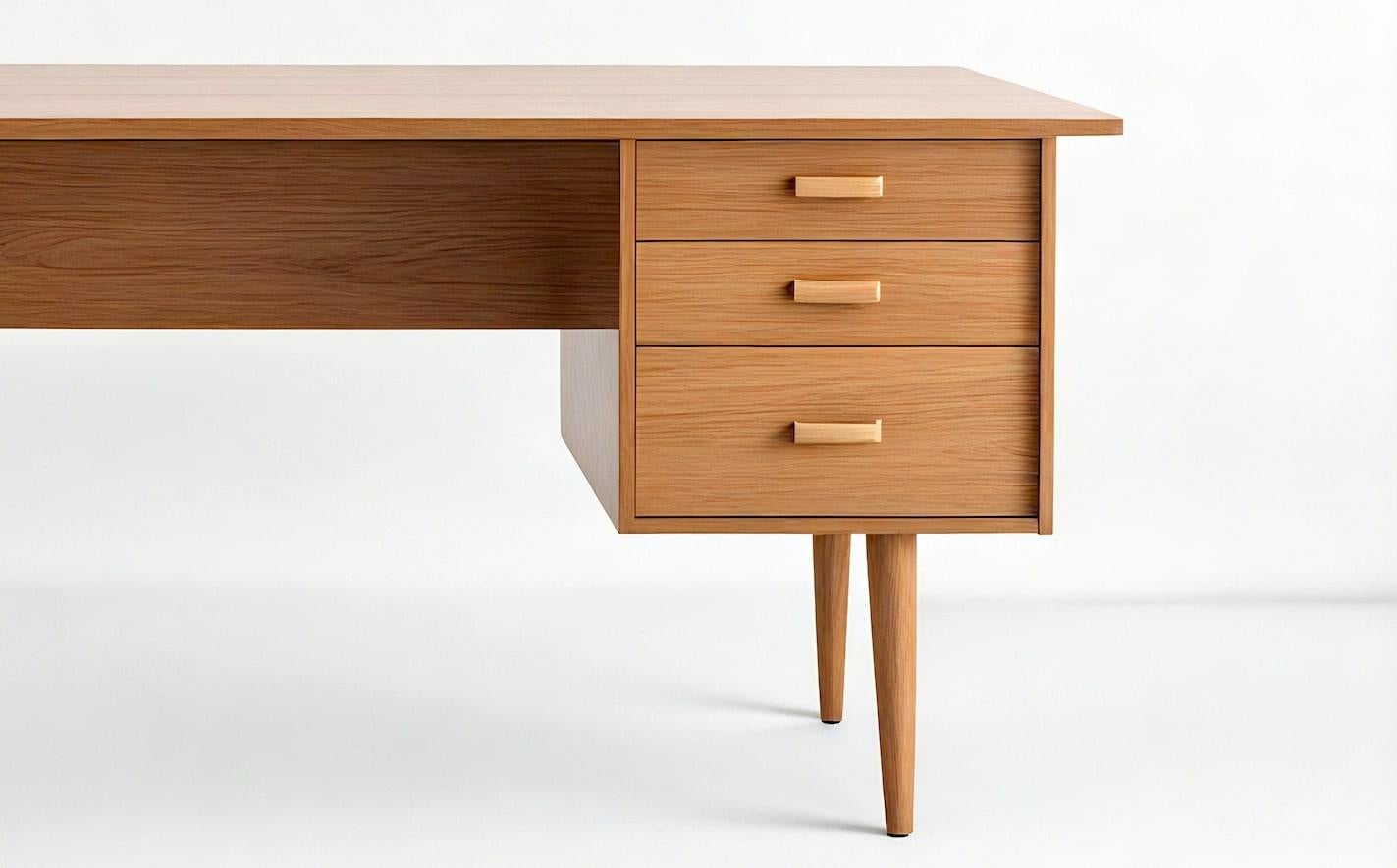 XXI secolo e contemporaneo Scrivania moderna di metà secolo in legno massiccio di Artisanal in vendita