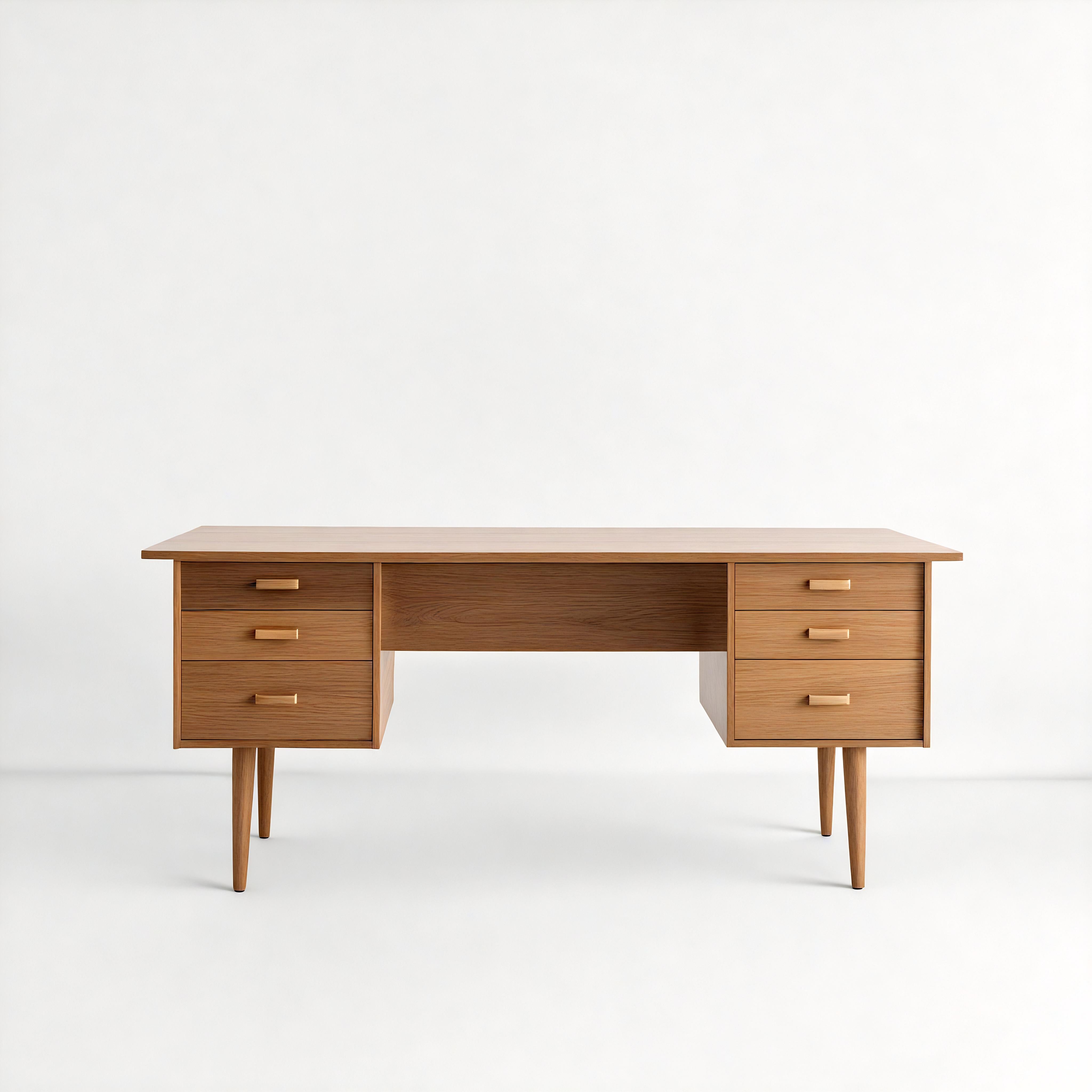 Legno Scrivania moderna di metà secolo in legno massiccio di Artisanal in vendita