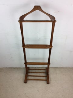 Mid Century Modern Solid Wood Gentleman's Valet with Carved Accessory Dish