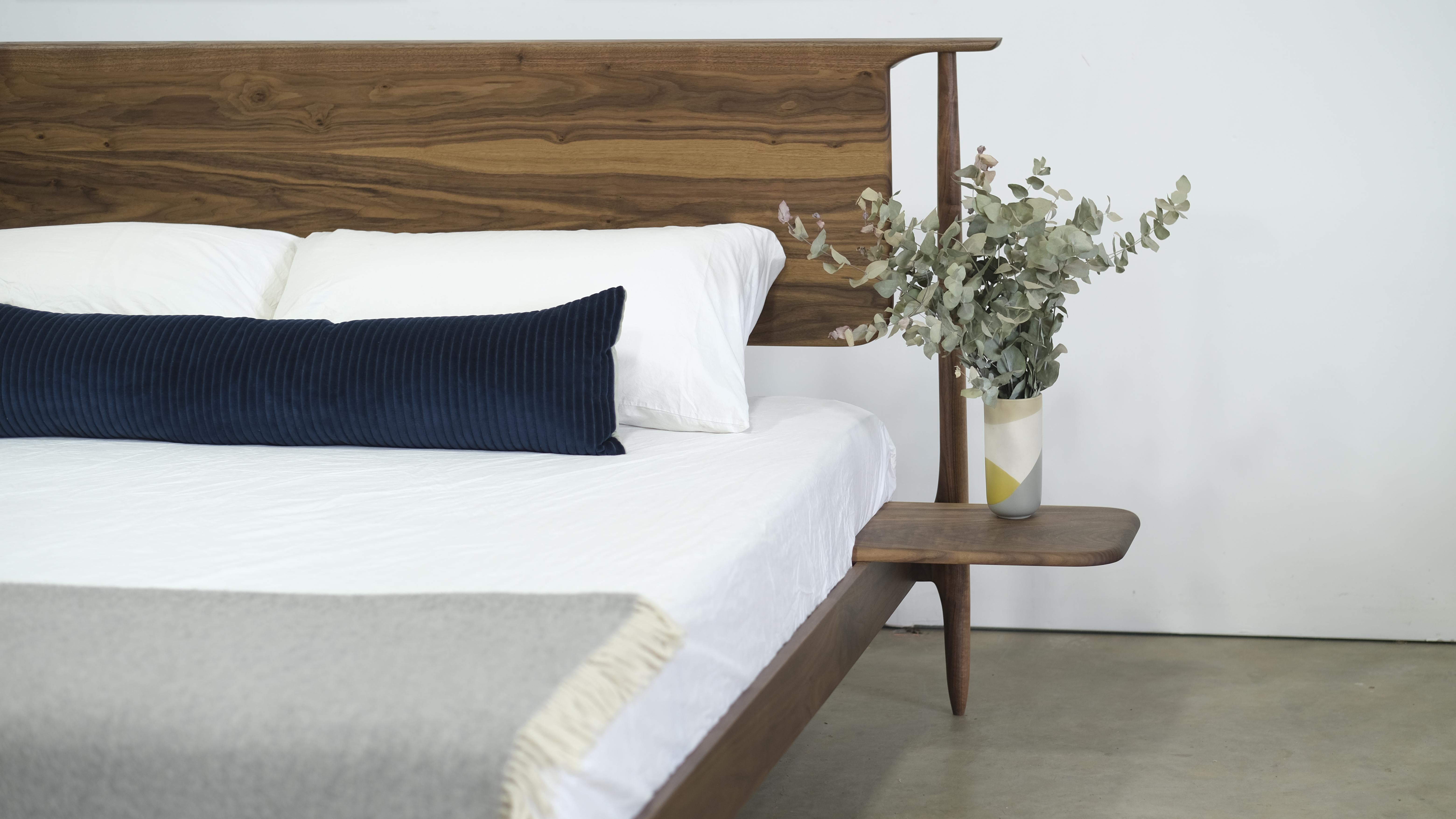 Mid century Modern Solid Wood Platform Bed For Sale at 1stDibs