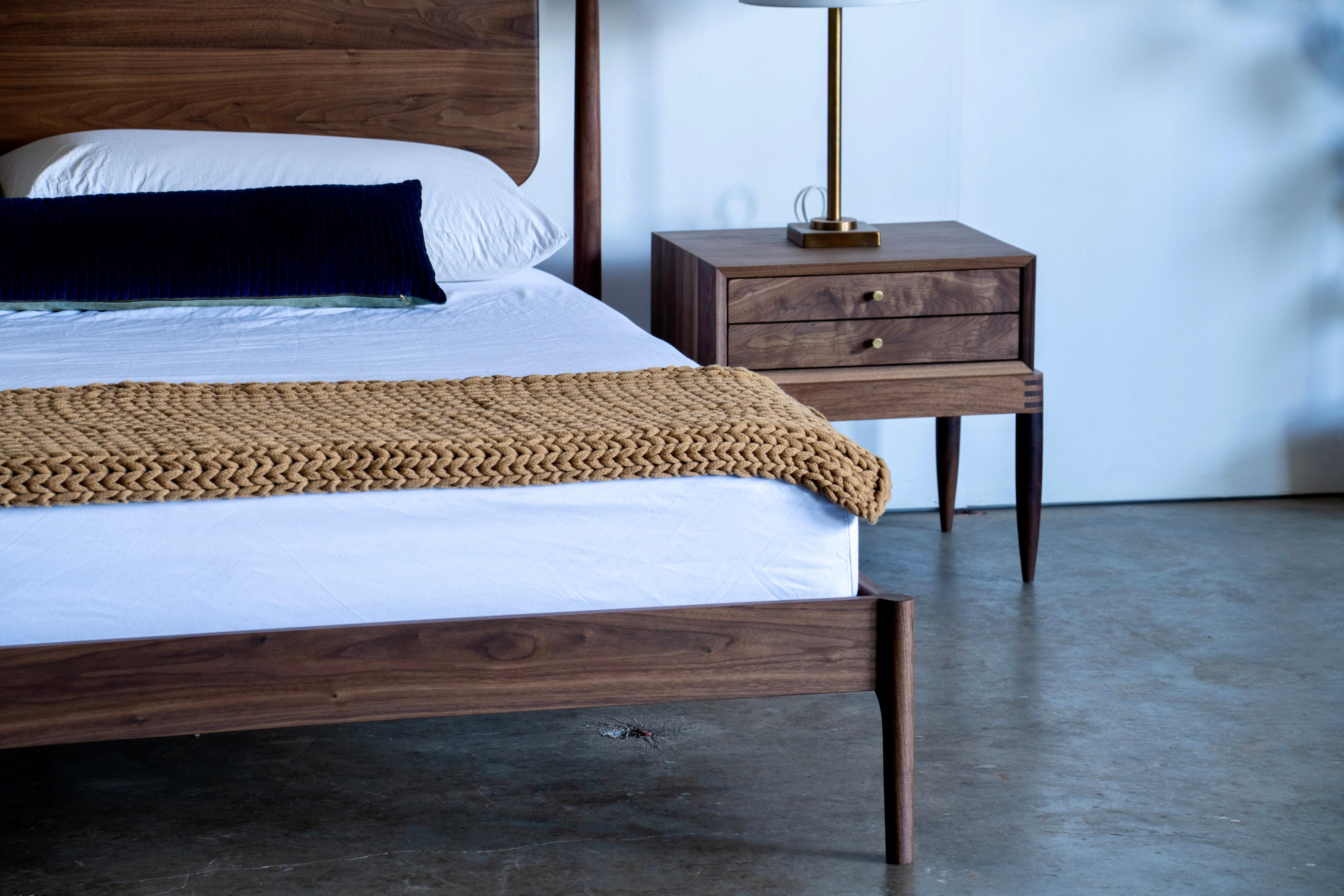 Mid century Modern Solid Wood Platform Bed For Sale 1
