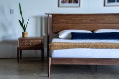Vintage Mid century Modern Solid Wood Platform Bed