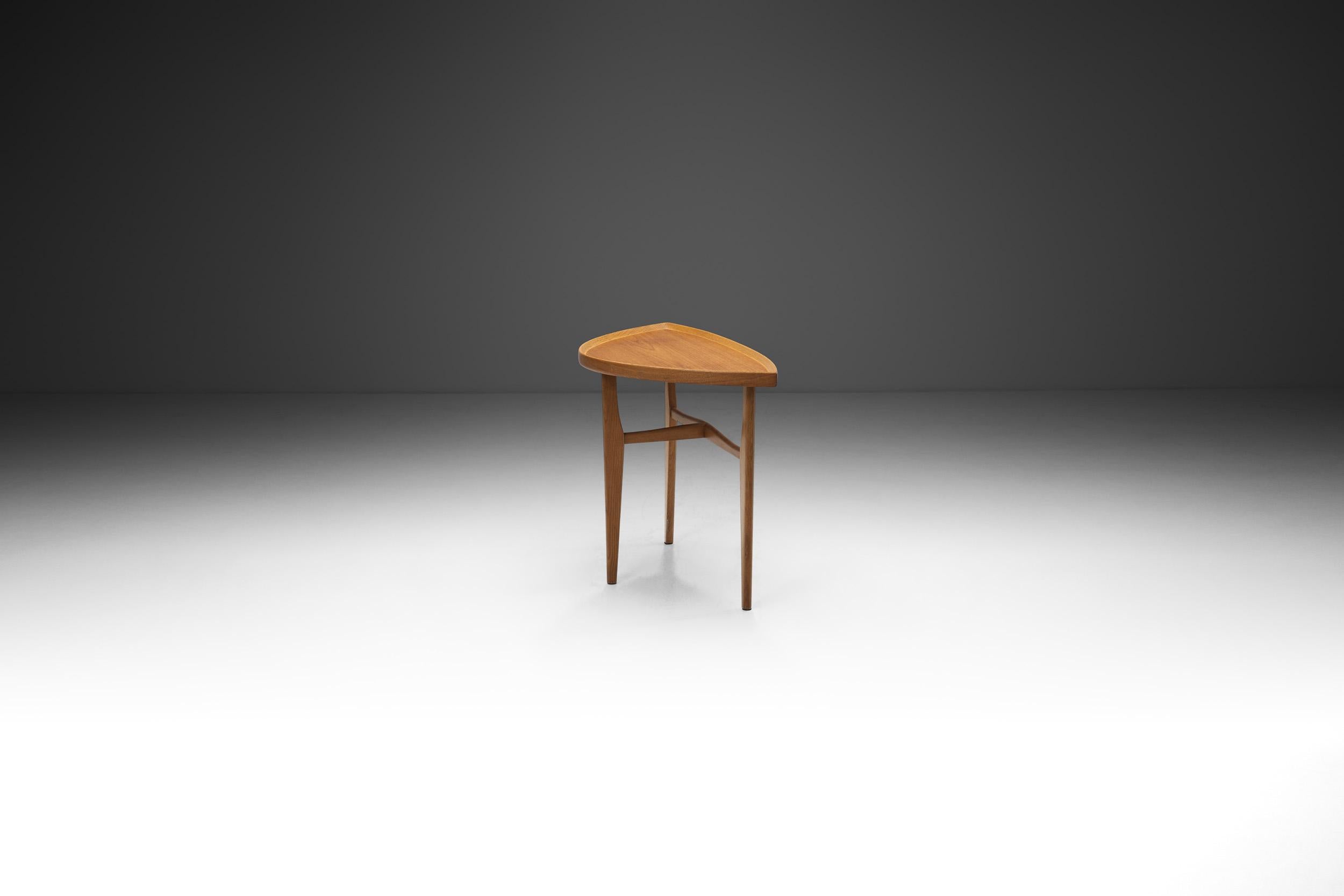 Swedish Mid-Century Modern Solid Wood Side Table, Sweden 1950s For Sale