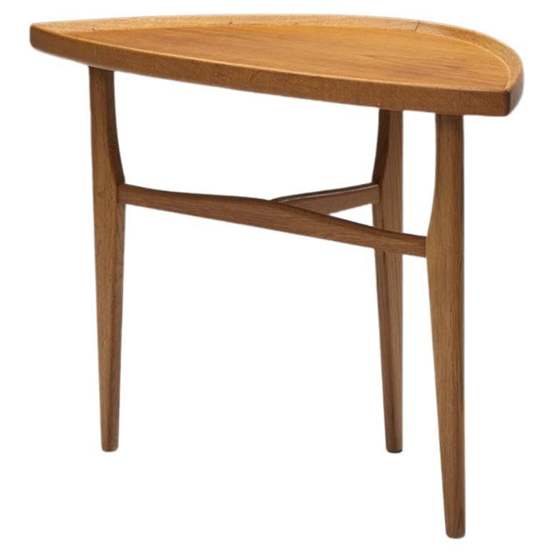 Mid-Century Modern Solid Wood Side Table, Sweden 1950s For Sale