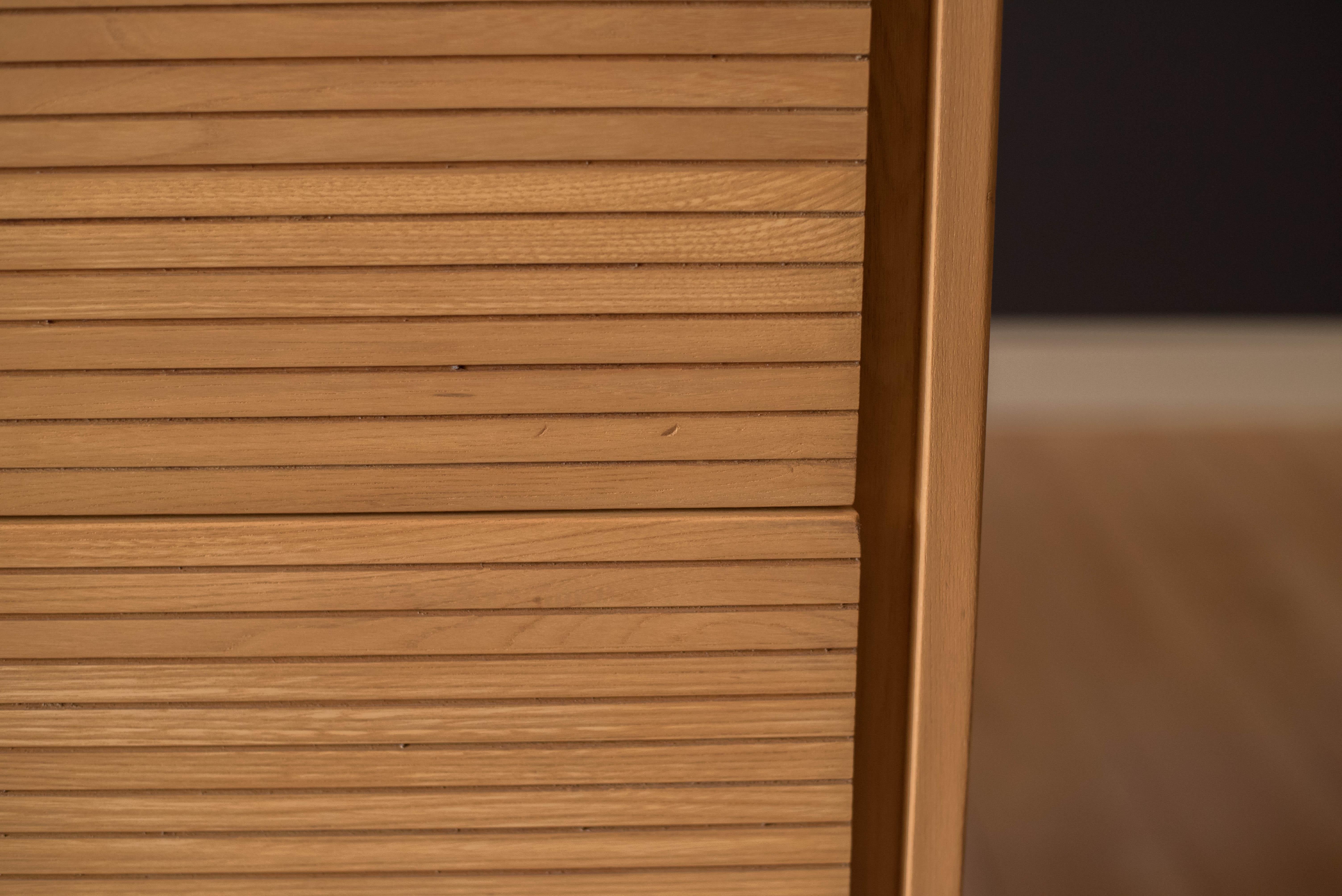 Mid Century Modern Solid Wood Slatted Highboy Storage Dresser Chest 4