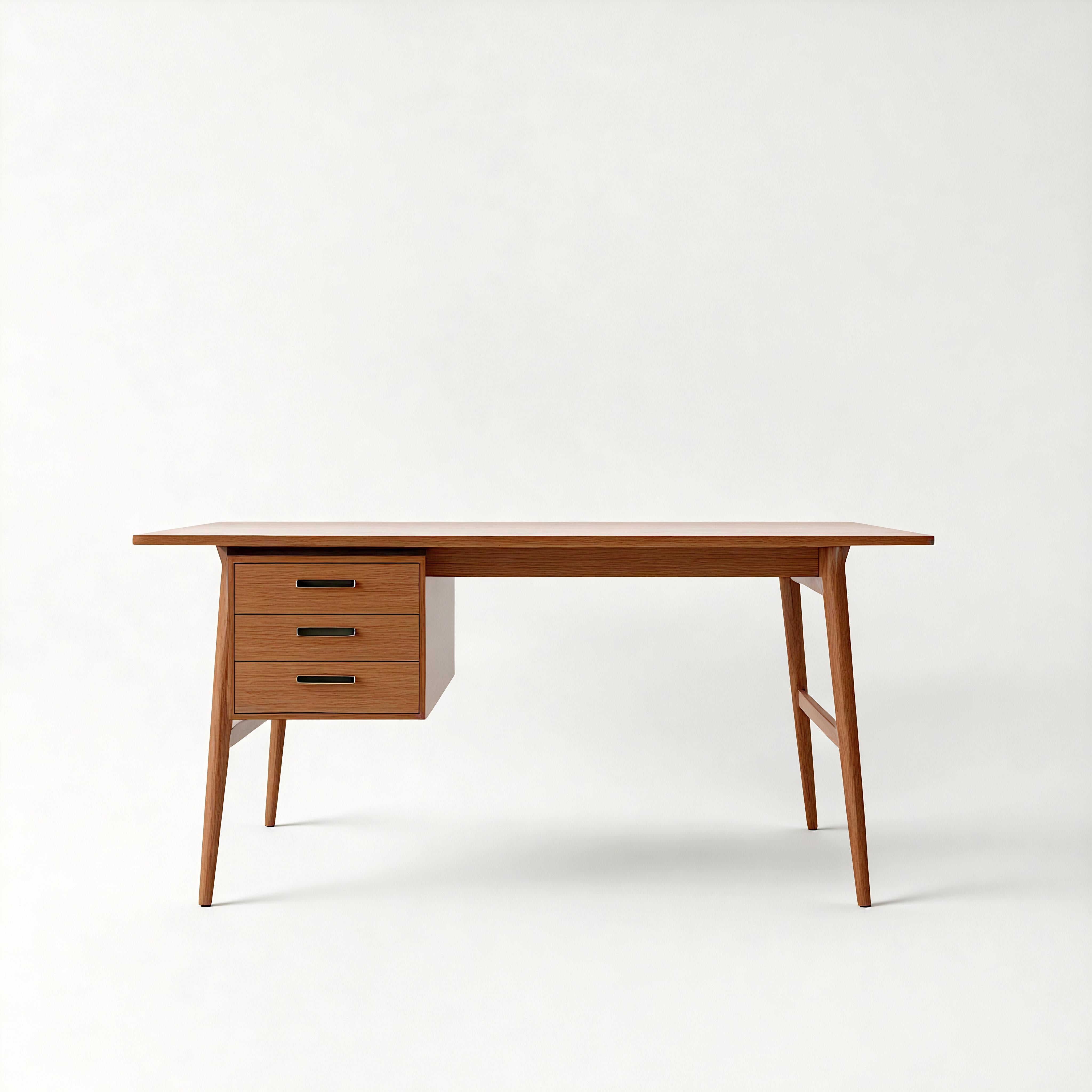 Legno Scrivania moderna di metà secolo in legno massiccio - Realizzata a mano da Artisanal in vendita