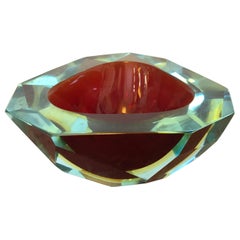 Mid-Century Modern Sommerso Faceted Murano Glass Ashtray by Seguso, circa 1970