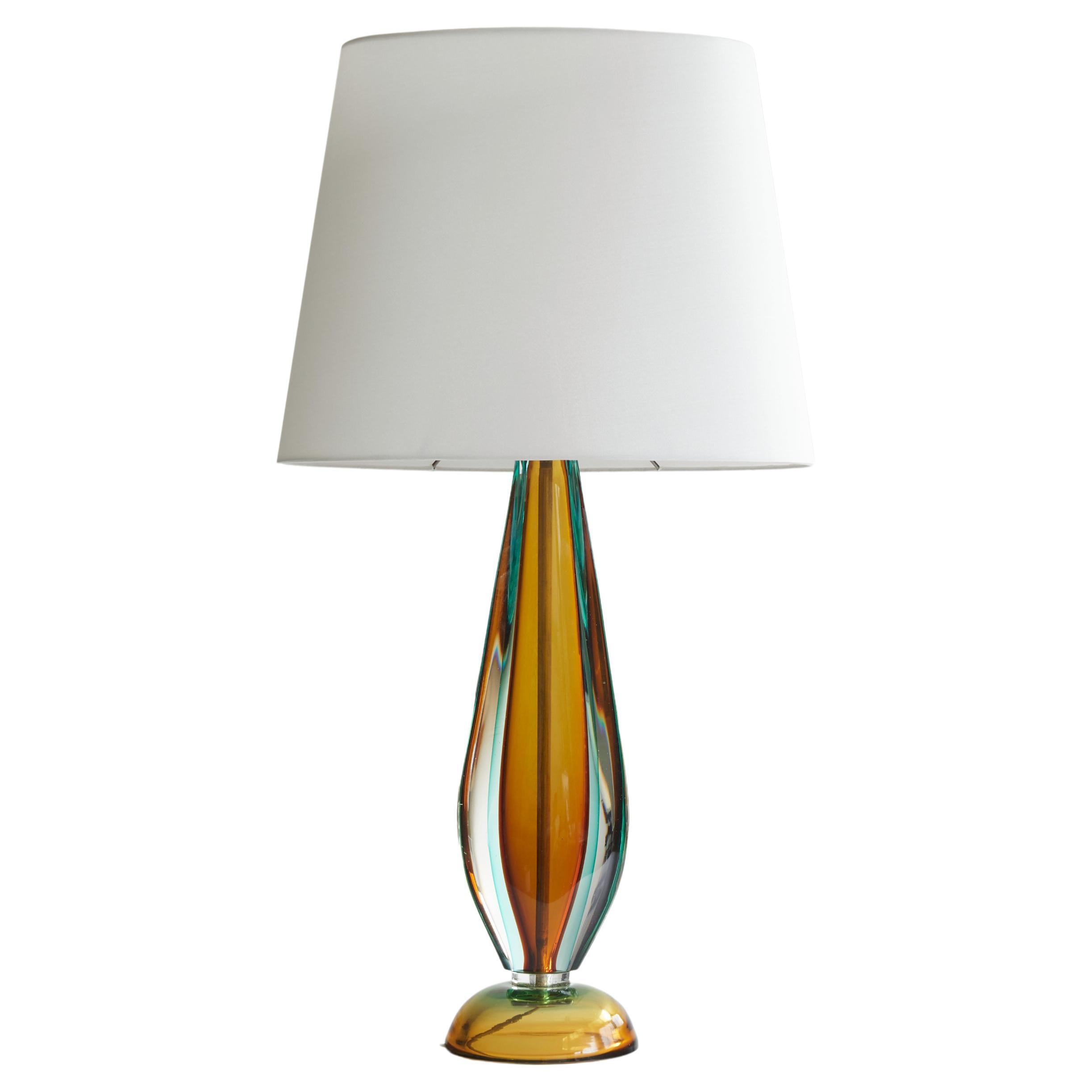 Mid-Century Modern Sommerso glass table lamp by Flavio Poli, Italy 1960 For Sale
