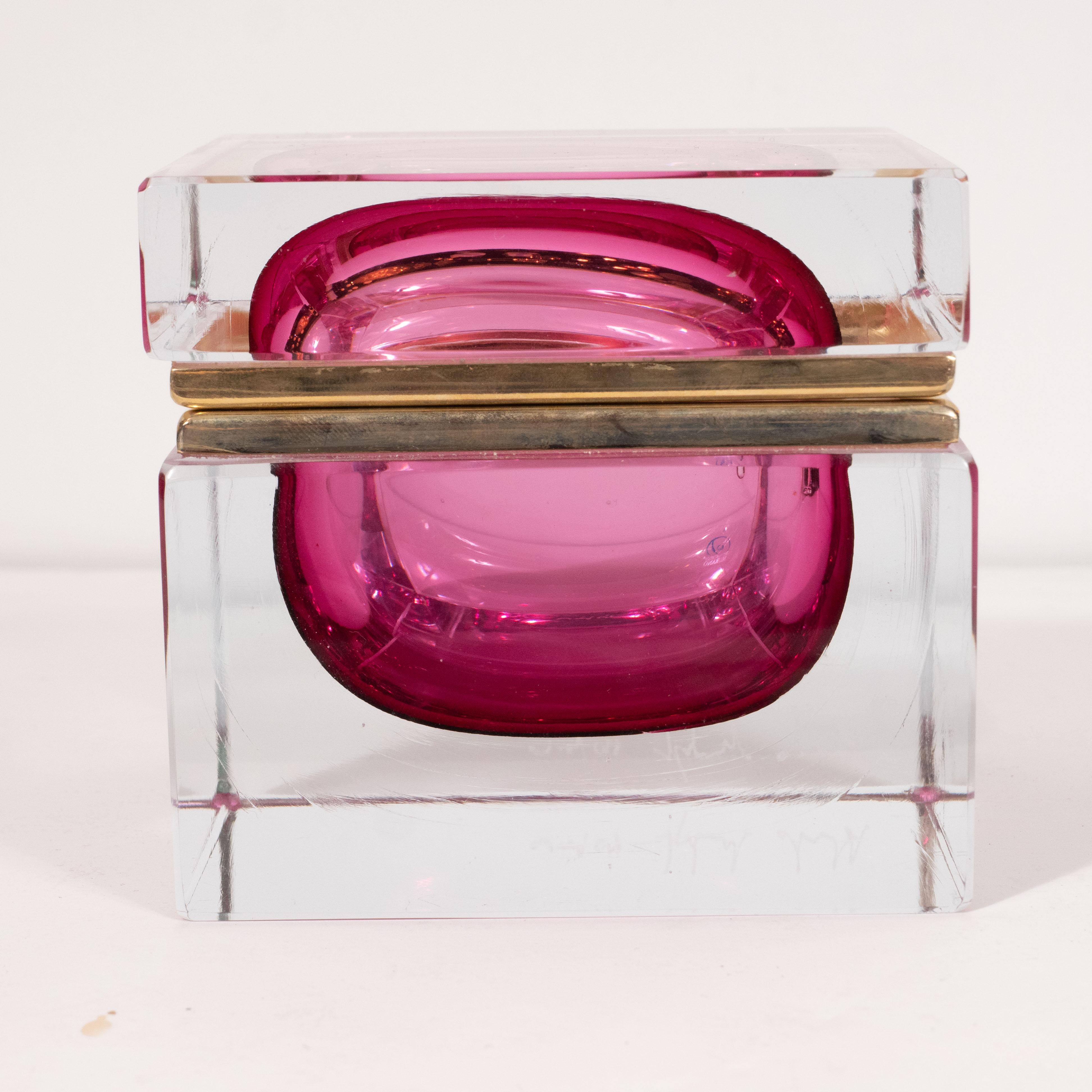 Mid-Century Modern Sommerso Hand Blown Murano Glass Box, Alessandro Mandruzzato 3