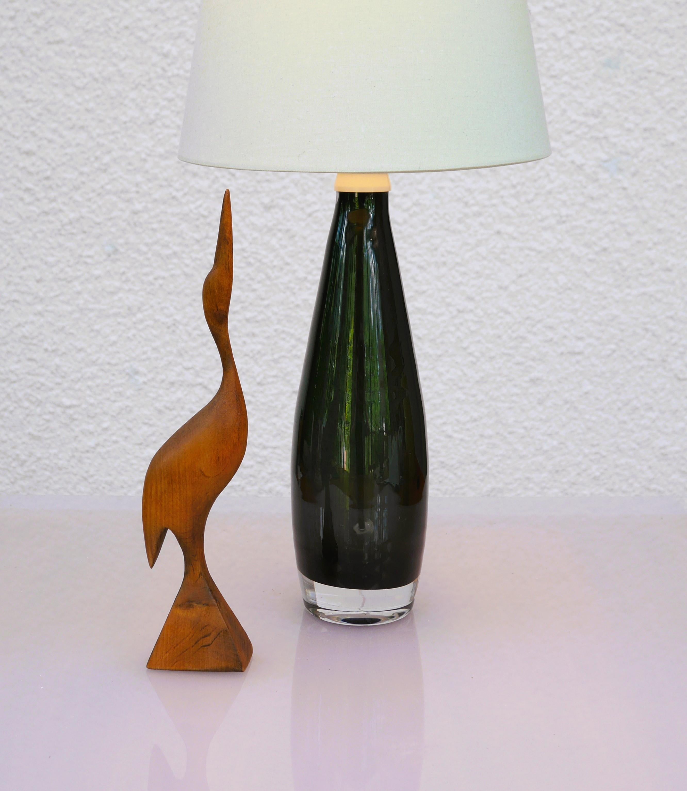 Swedish Mid-century Modern sommerso lamp base made and signed by Ove Sandberg Kosta For Sale