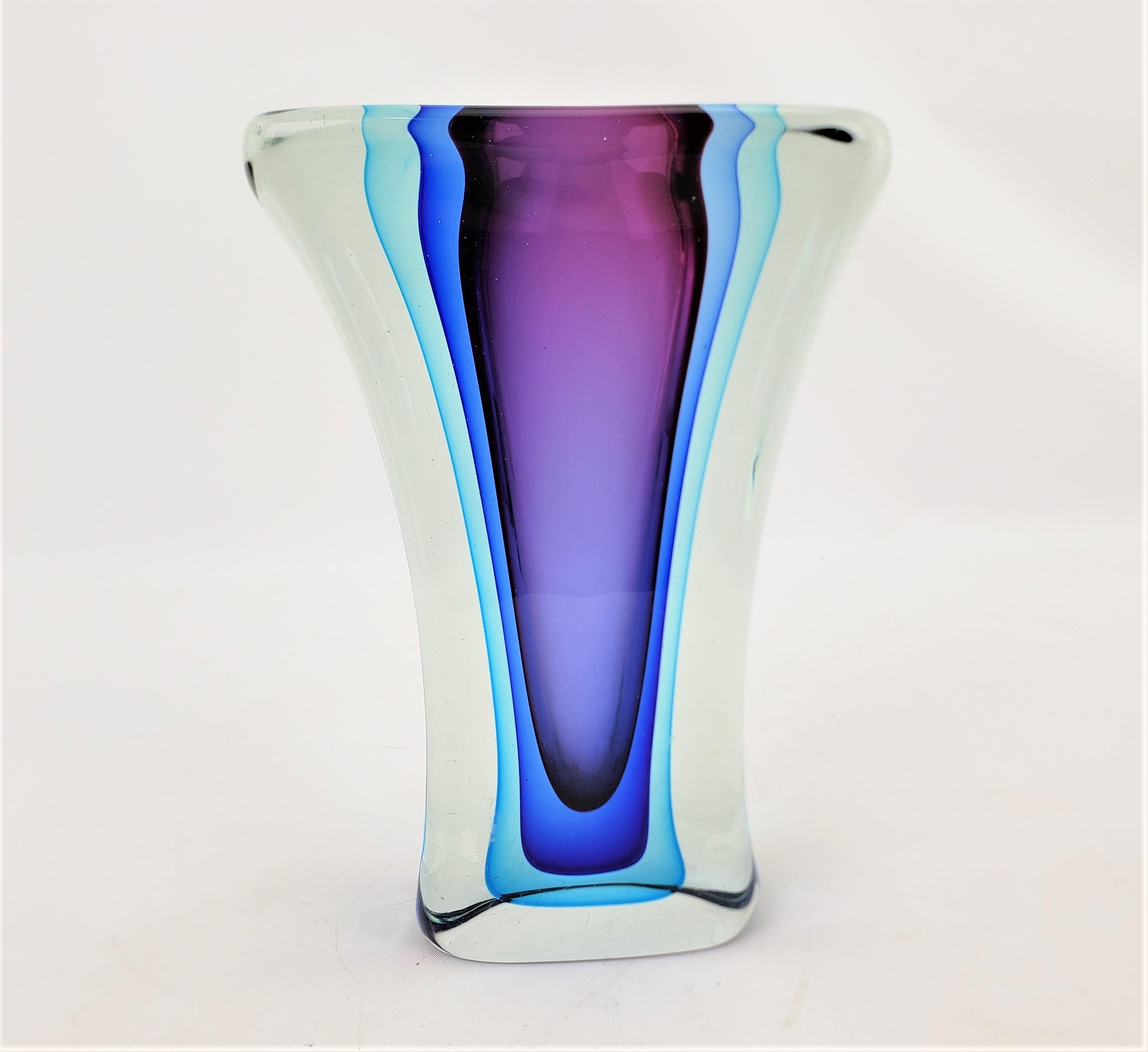 Italian Mid-Century Modern Sommerso Murano Art Glass Vase