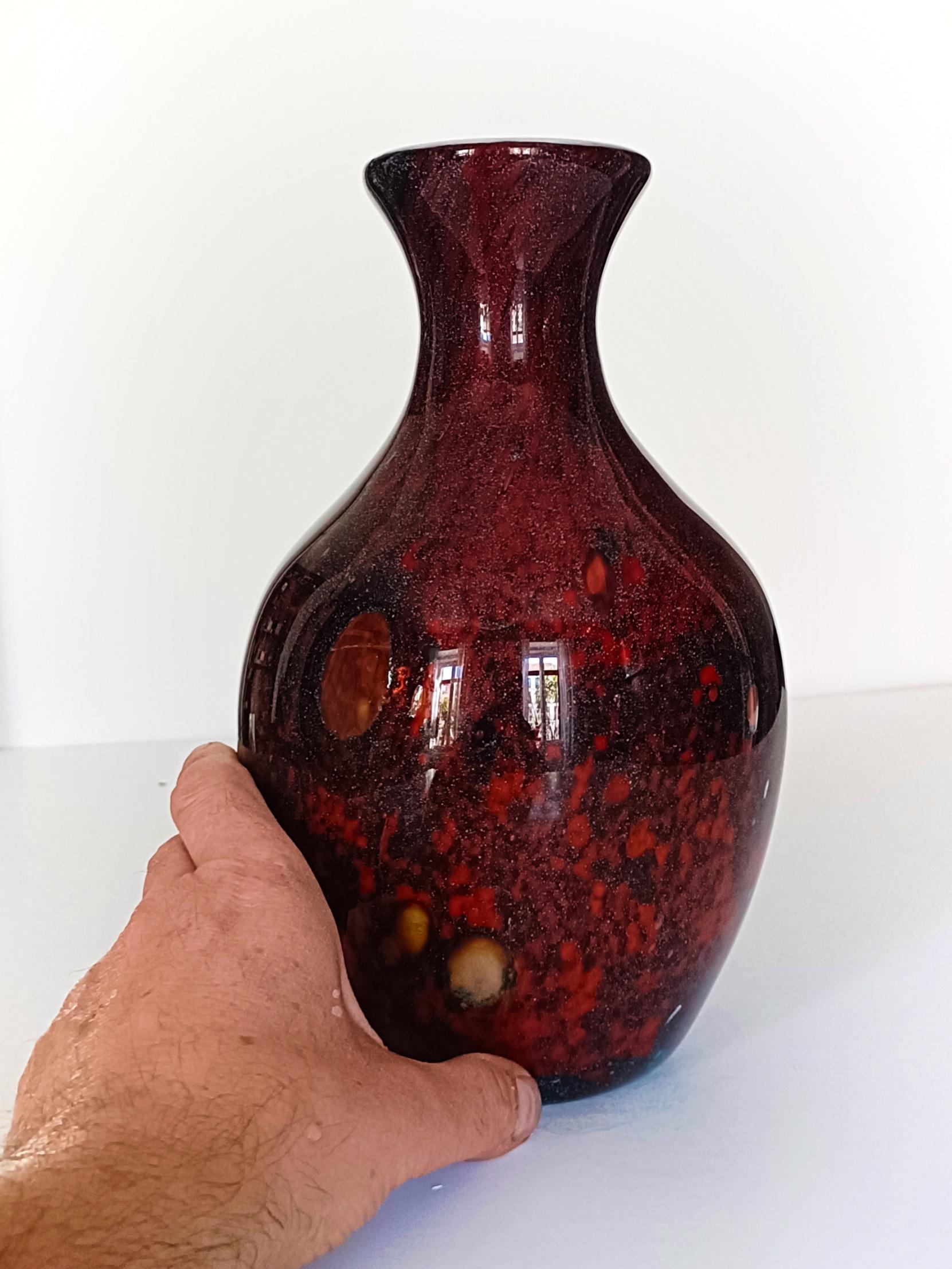 Mid-20th Century Vintage Mid Century Modern Hand Blown Sommerso Murano Glass Vase, Italy, 1950s For Sale