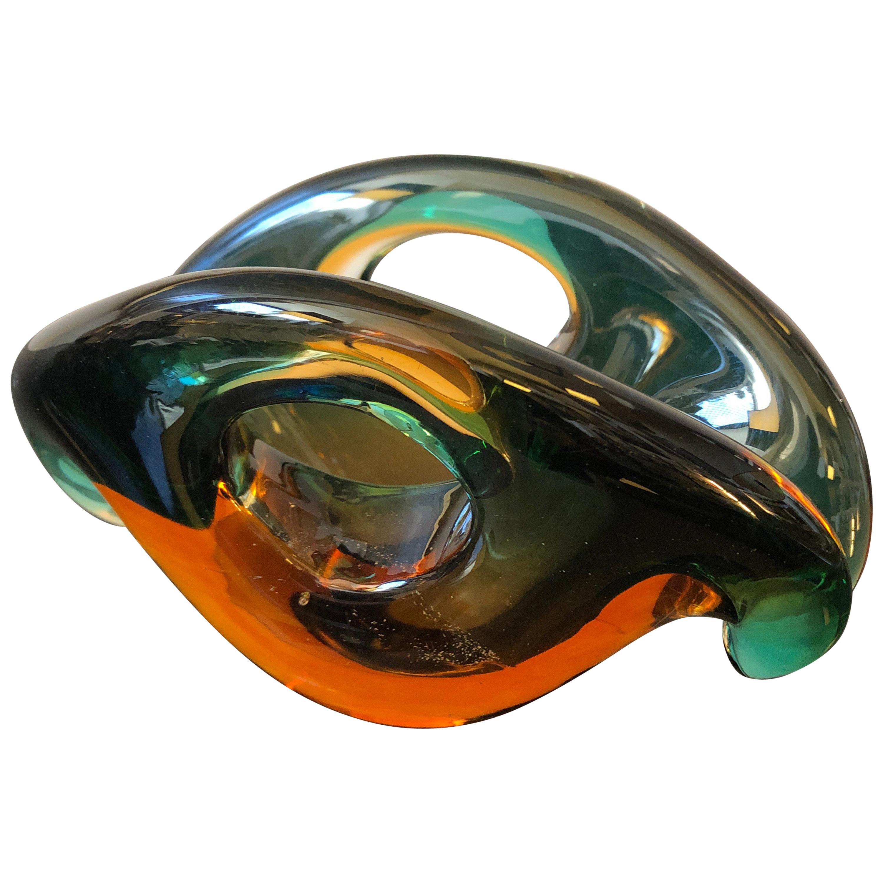 Mid-Century Modern Sommerso Murano Glass Bowl by Archimede Seguso, circa 1970