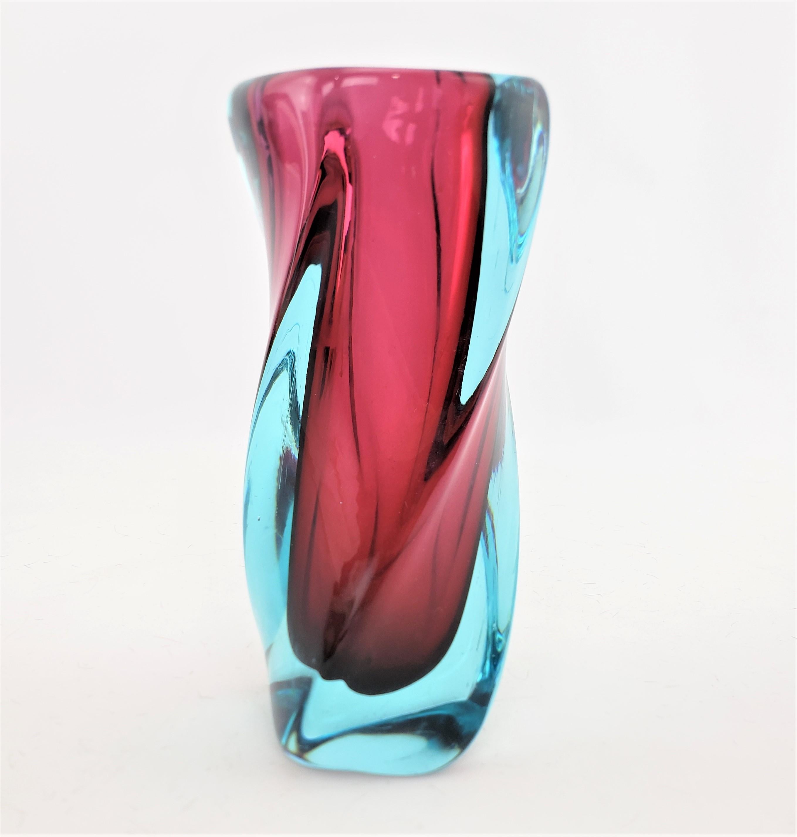 Mid-Century Modern Sommerso Murano Spiral Art Glass Vase 3