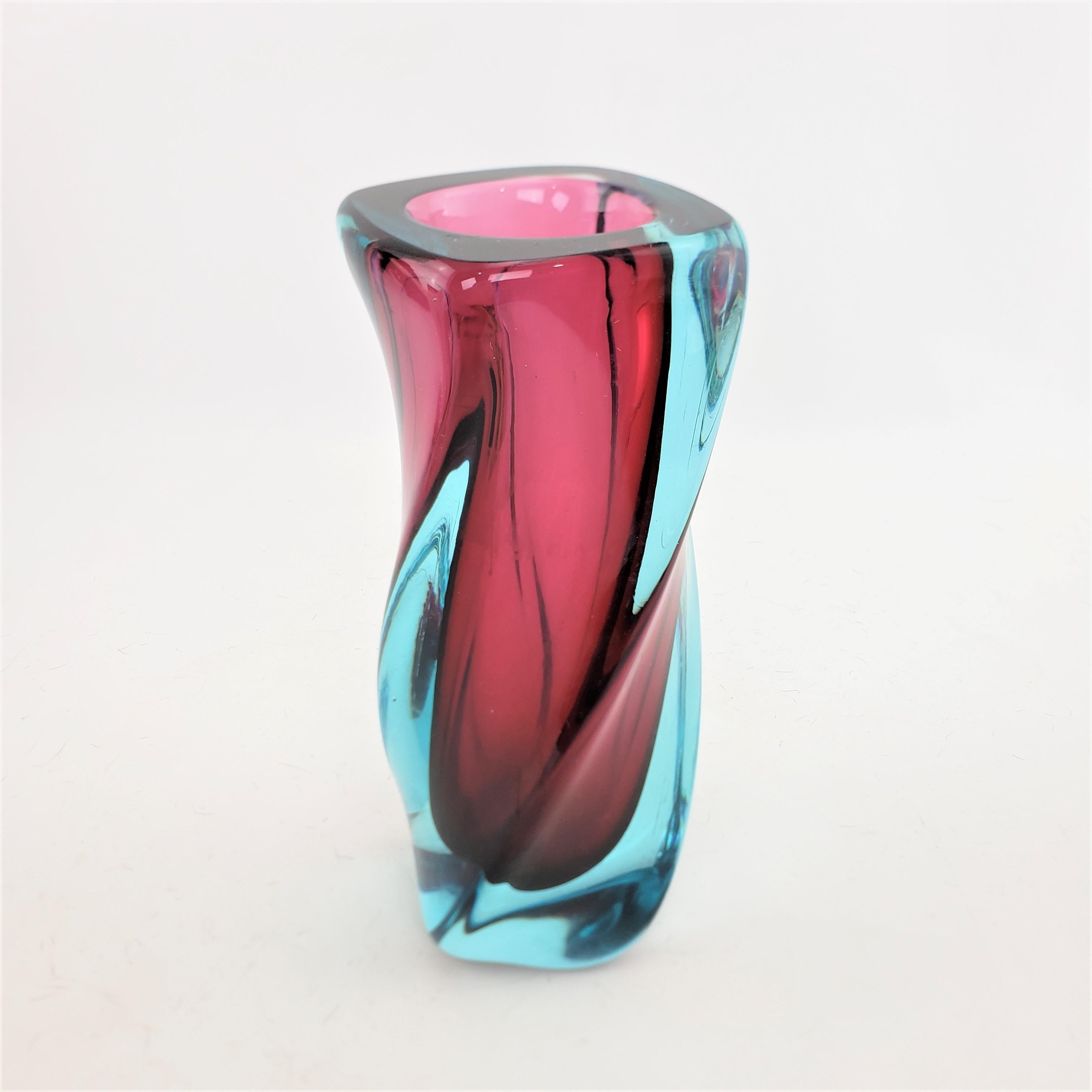Mid-Century Modern Sommerso Murano Spiral Art Glass Vase 4