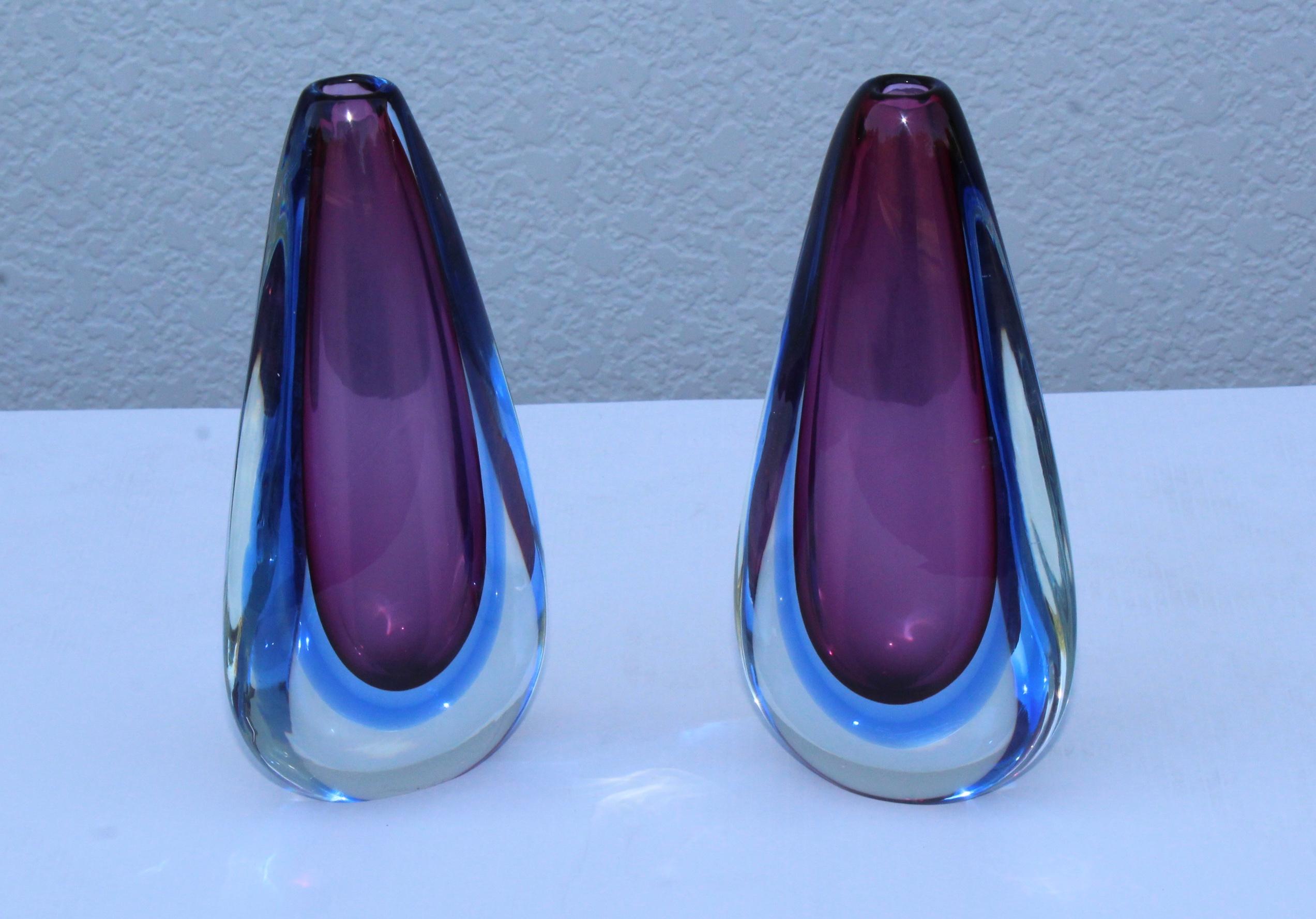 1970s Sommerso Murano vases by Oball. in very good vintage condition.