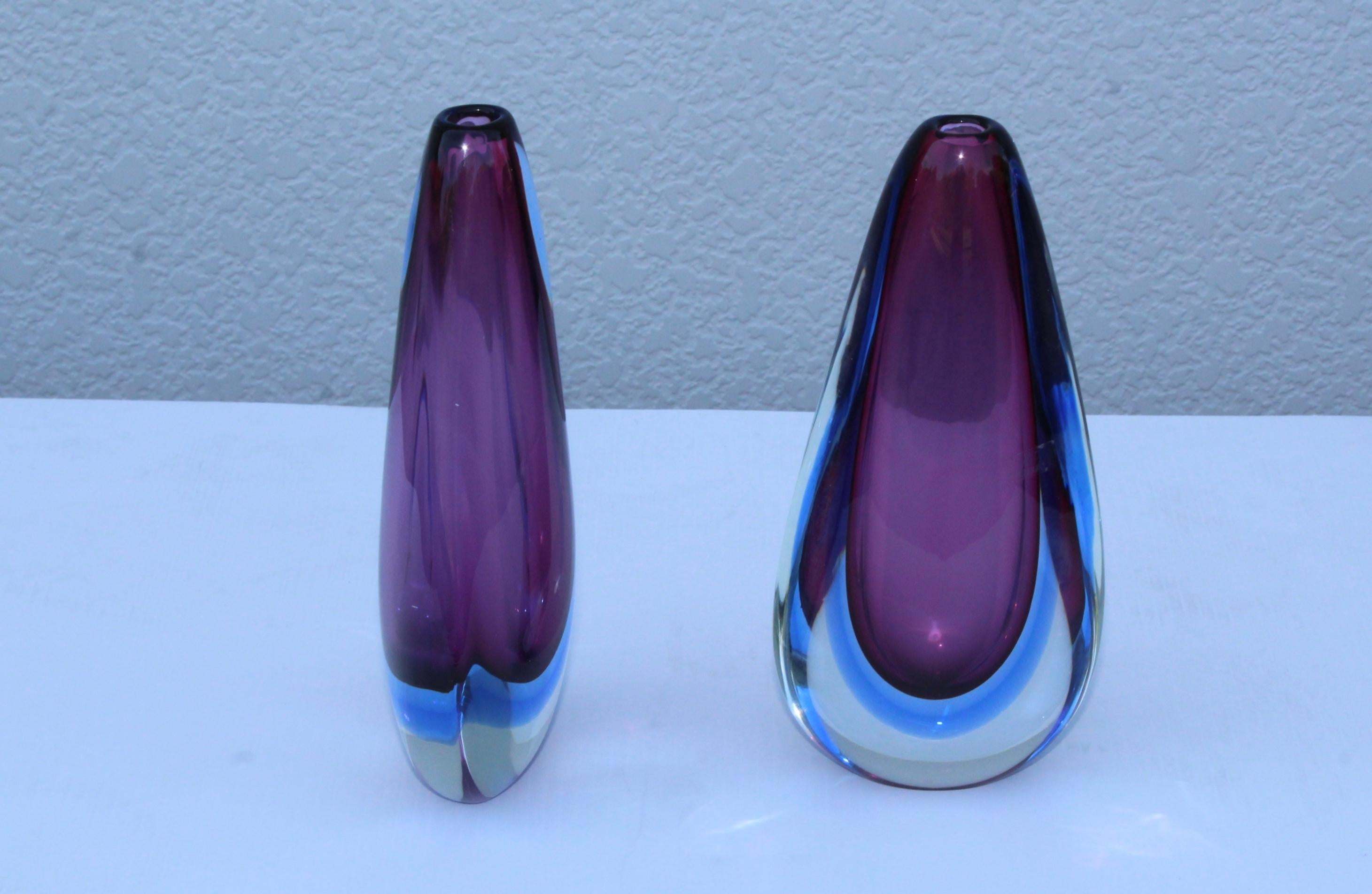 Italian Mid-Century Modern Sommerso Murano Vases by Oball