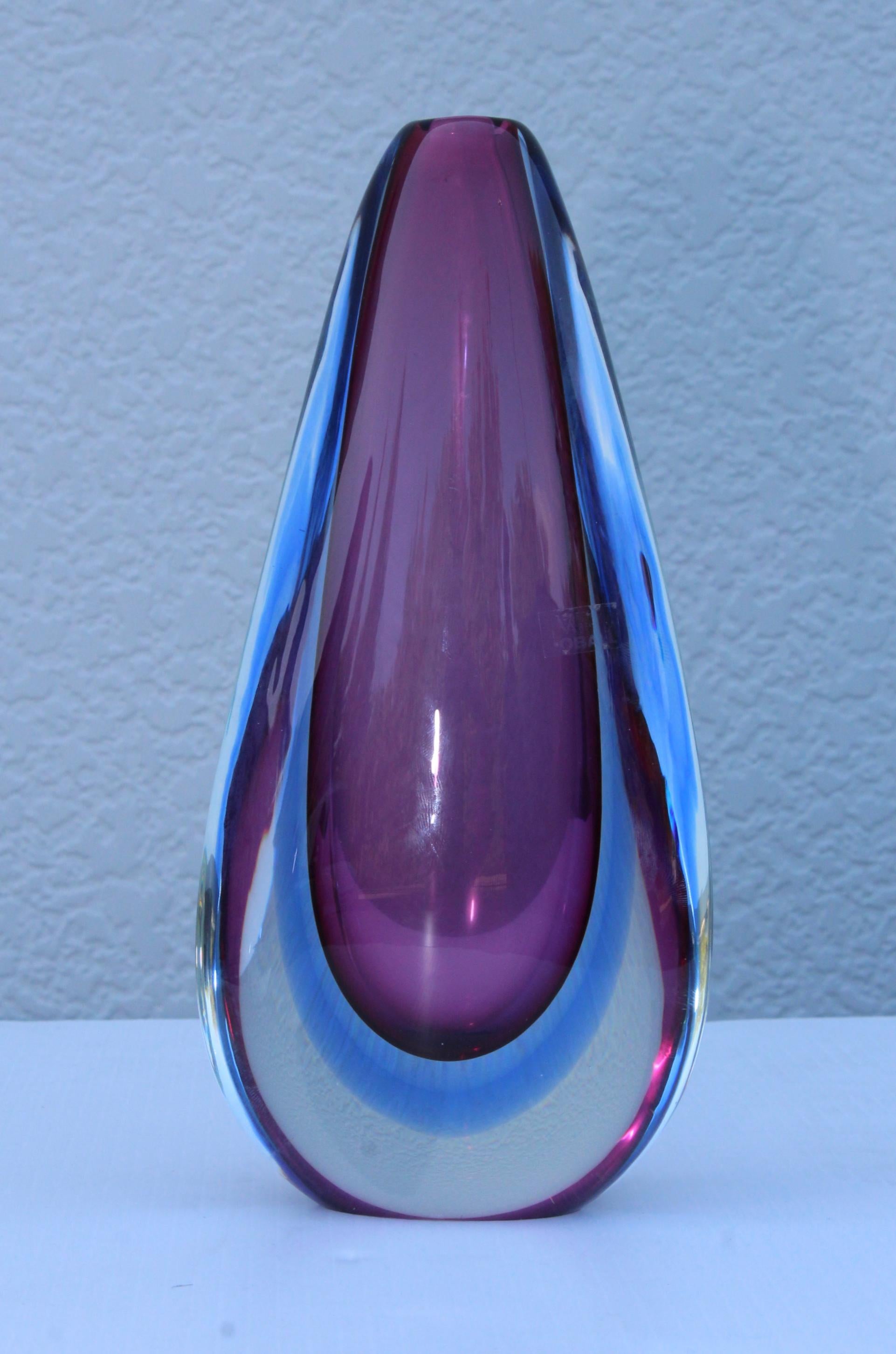 Murano Glass Mid-Century Modern Sommerso Murano Vases by Oball