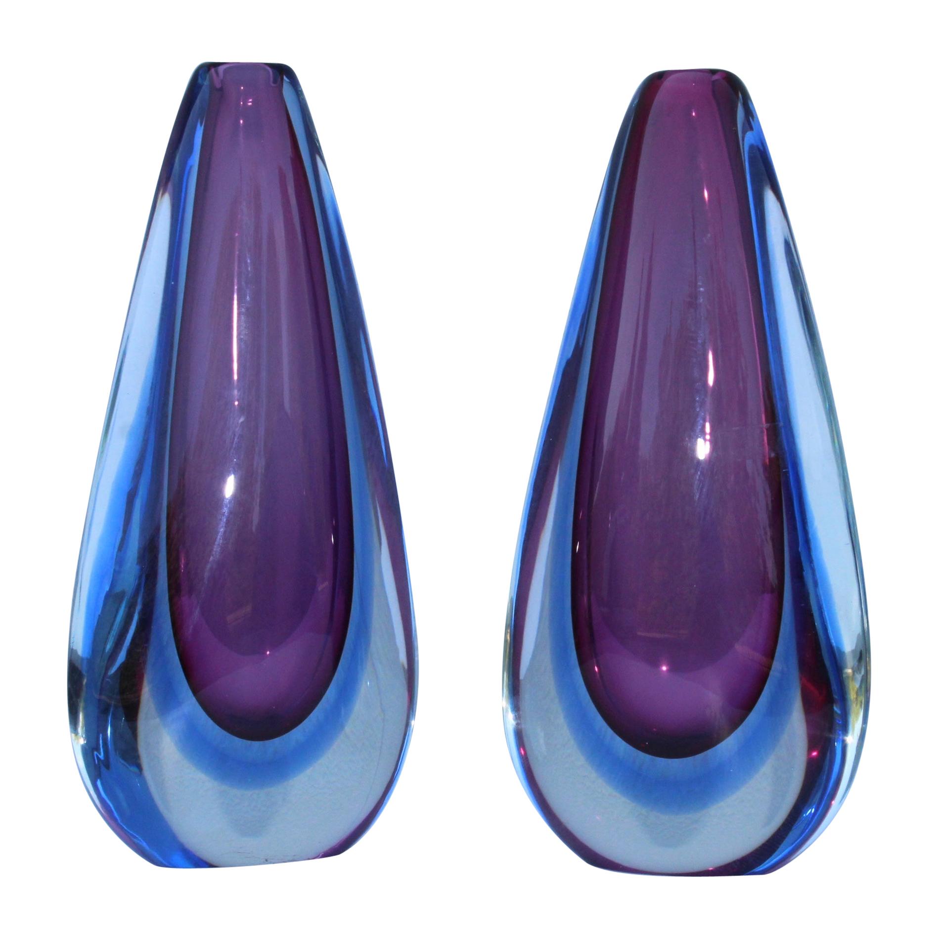 Mid-Century Modern Sommerso Murano Vases by Oball