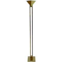 Mid-Century Modern Sonneman for Kovacs Torchiere Brass & Lucite Floor Lamp 1970s
