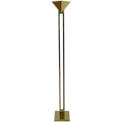 Vintage Mid-Century Modern Sonneman for Kovacs Torchiere Brass & Lucite Floor Lamp 1970s