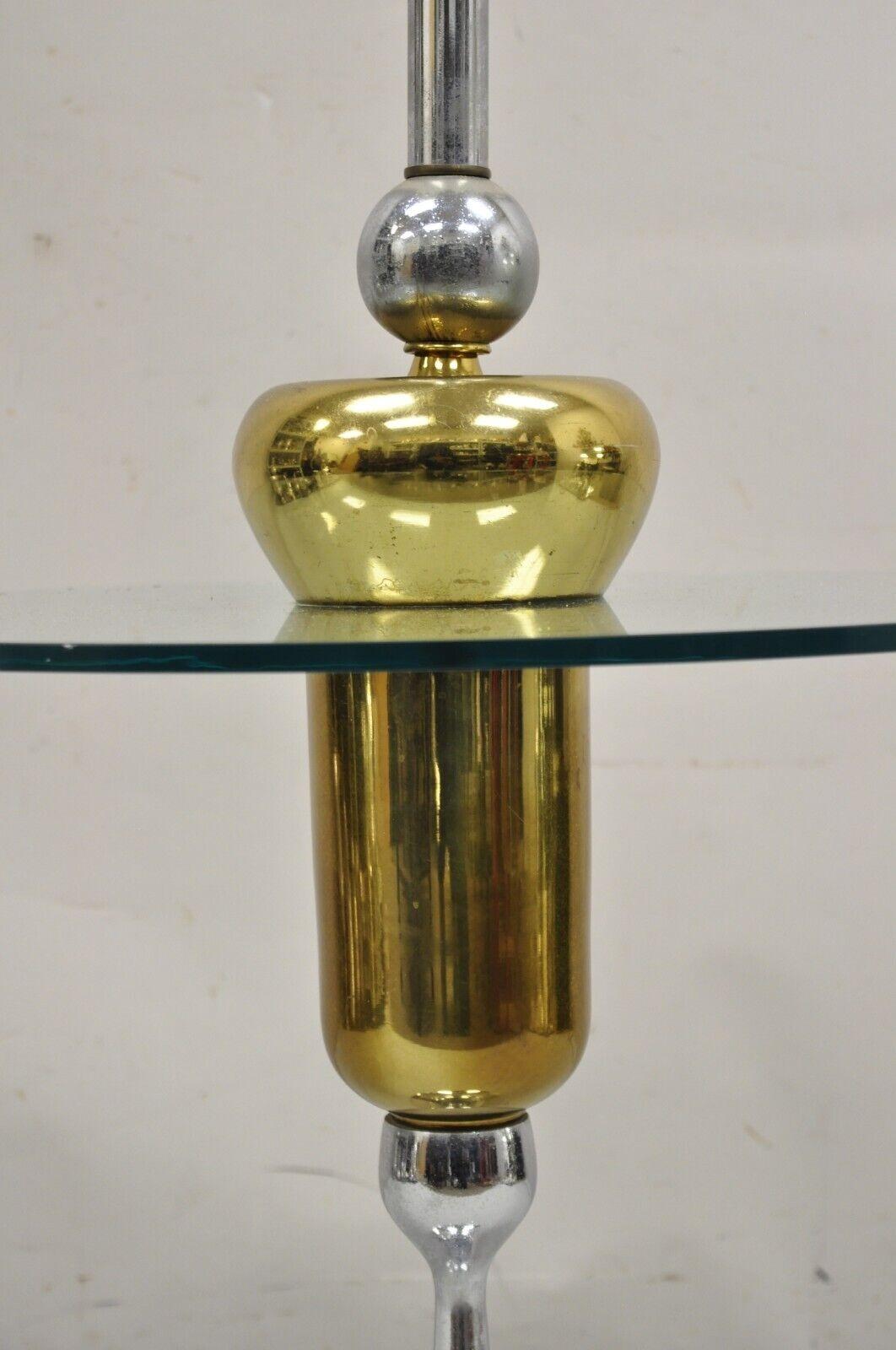 Mid-Century Modern Space Age Atomic Ära Chrom Messing Glas Beistelltisch Stehlampe im Zustand „Gut“ im Angebot in Philadelphia, PA