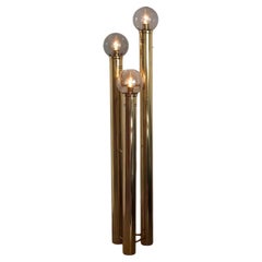 Mid Century Modern Space Age Brass and Glass Three Tier Floor Lamp