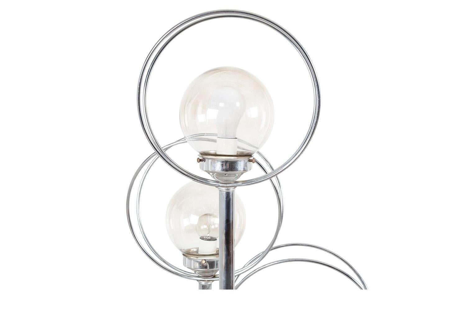 Late 20th Century Mid-Century Modern Space Age Chrome 3 Orb Globe Floor Lamp For Sale