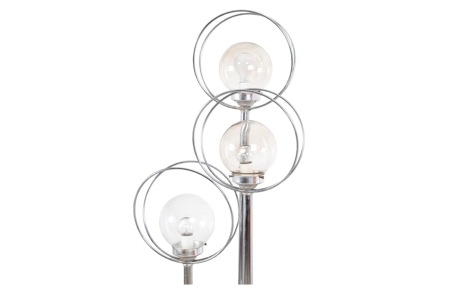 Mid-Century Modern Space Age Chrome 3 Orb Globe Floor Lamp For Sale 3