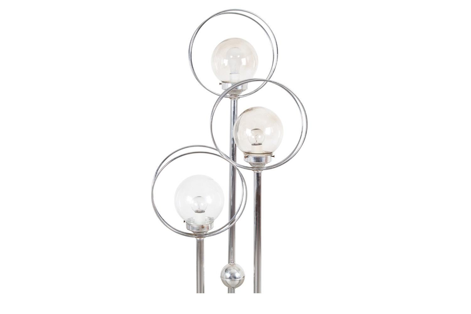Mid-Century Modern Space Age Chrome 3 Orb Globe Floor Lamp For Sale 4