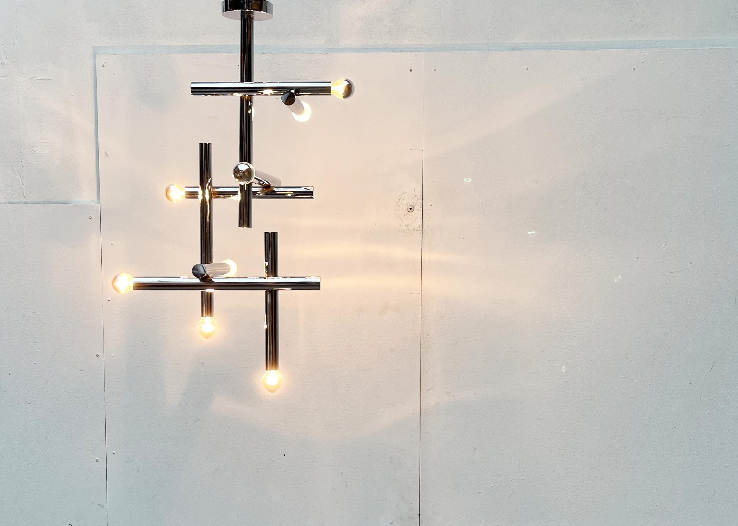 Lampada da soffitto in cromo di Temde, Svizzera, anni '60, Modern Age, metà del secolo scorso in vendita 3