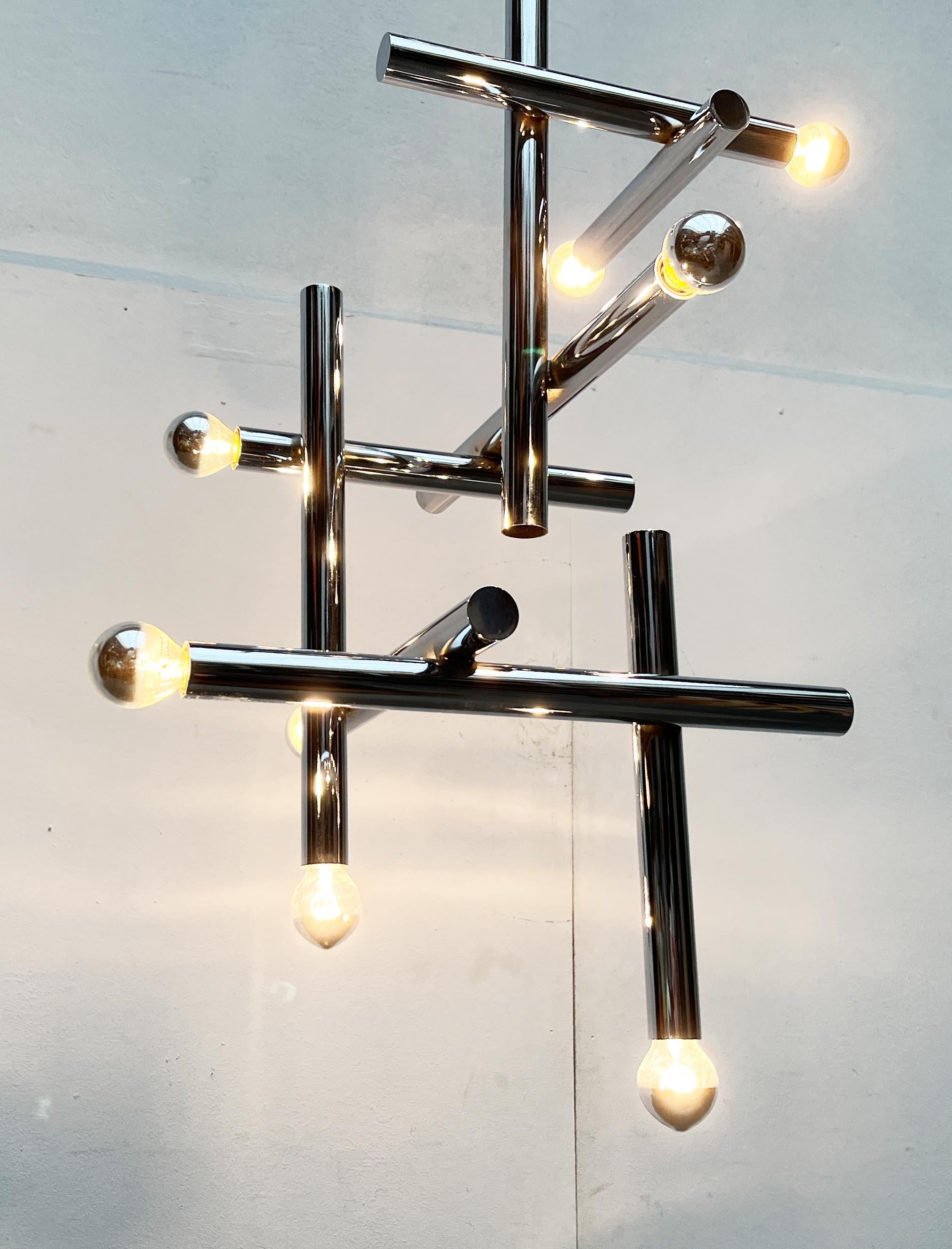Lampada da soffitto in cromo di Temde, Svizzera, anni '60, Modern Age, metà del secolo scorso in vendita 4
