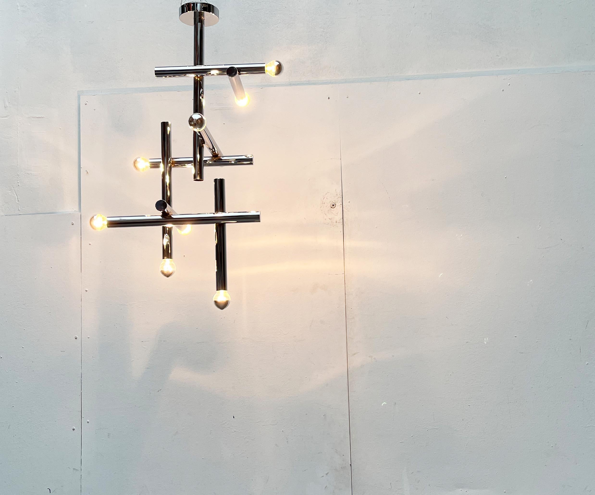 Lampada da soffitto in cromo di Temde, Svizzera, anni '60, Modern Age, metà del secolo scorso in vendita 5