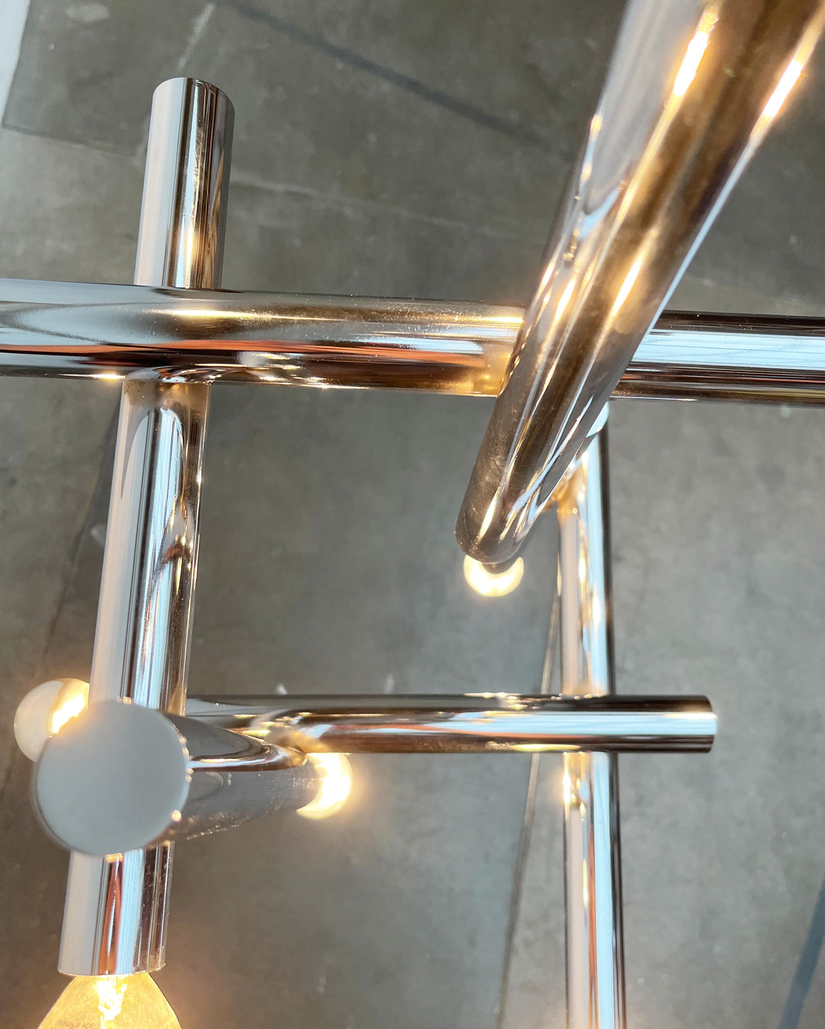 Lampada da soffitto in cromo di Temde, Svizzera, anni '60, Modern Age, metà del secolo scorso in vendita 6