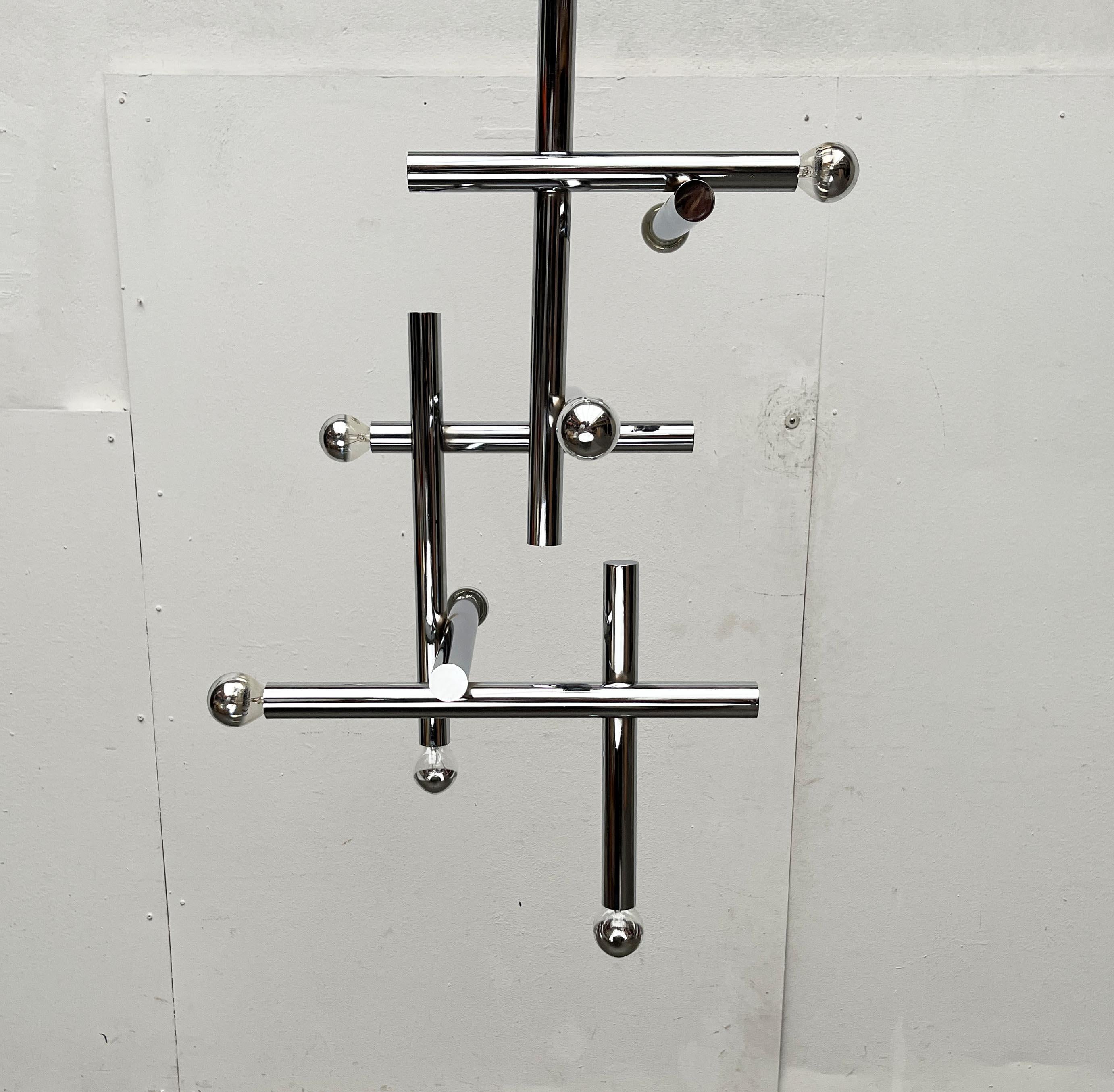Lampada da soffitto in cromo di Temde, Svizzera, anni '60, Modern Age, metà del secolo scorso in vendita 8