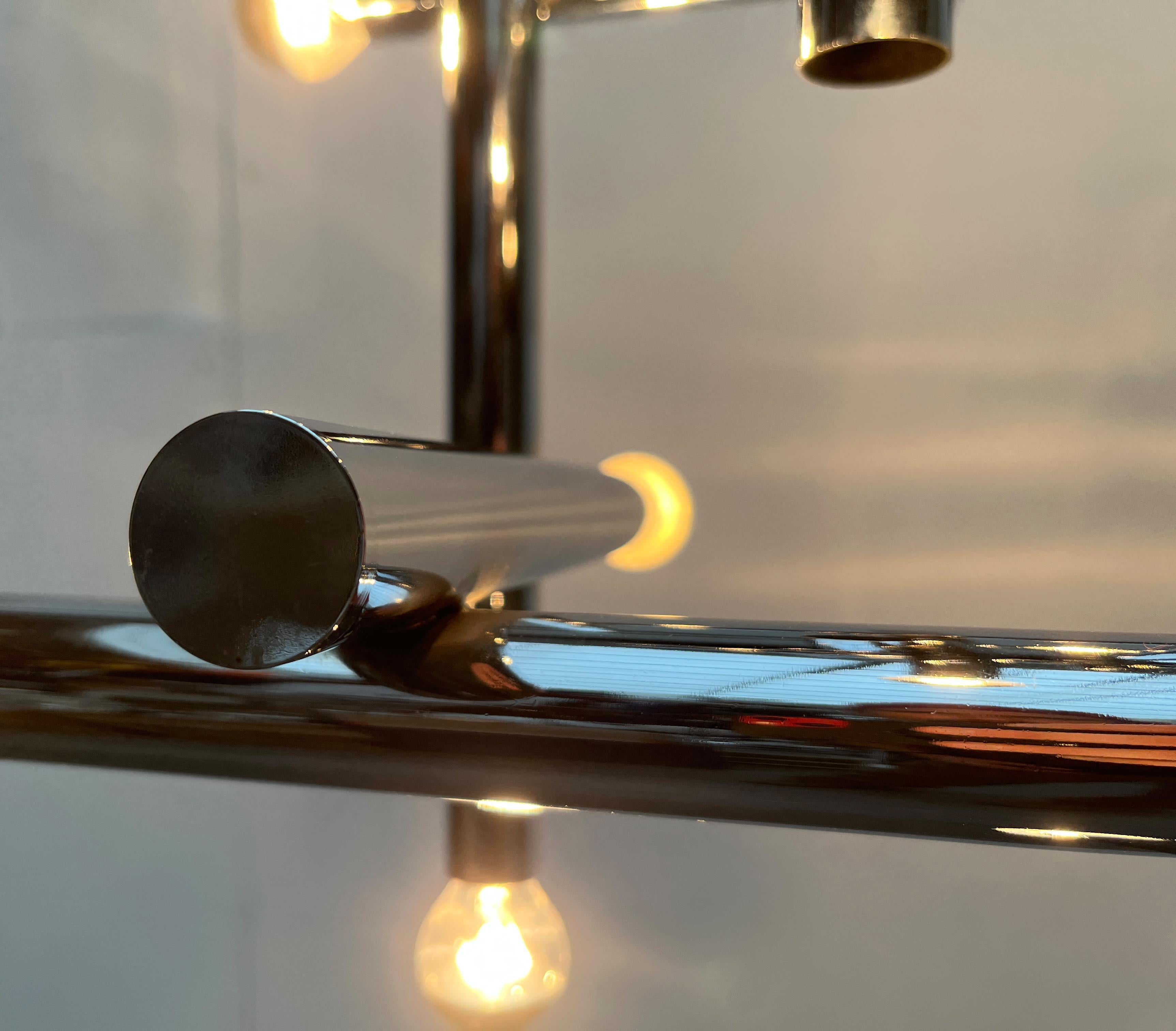 Lampada da soffitto in cromo di Temde, Svizzera, anni '60, Modern Age, metà del secolo scorso in vendita 11