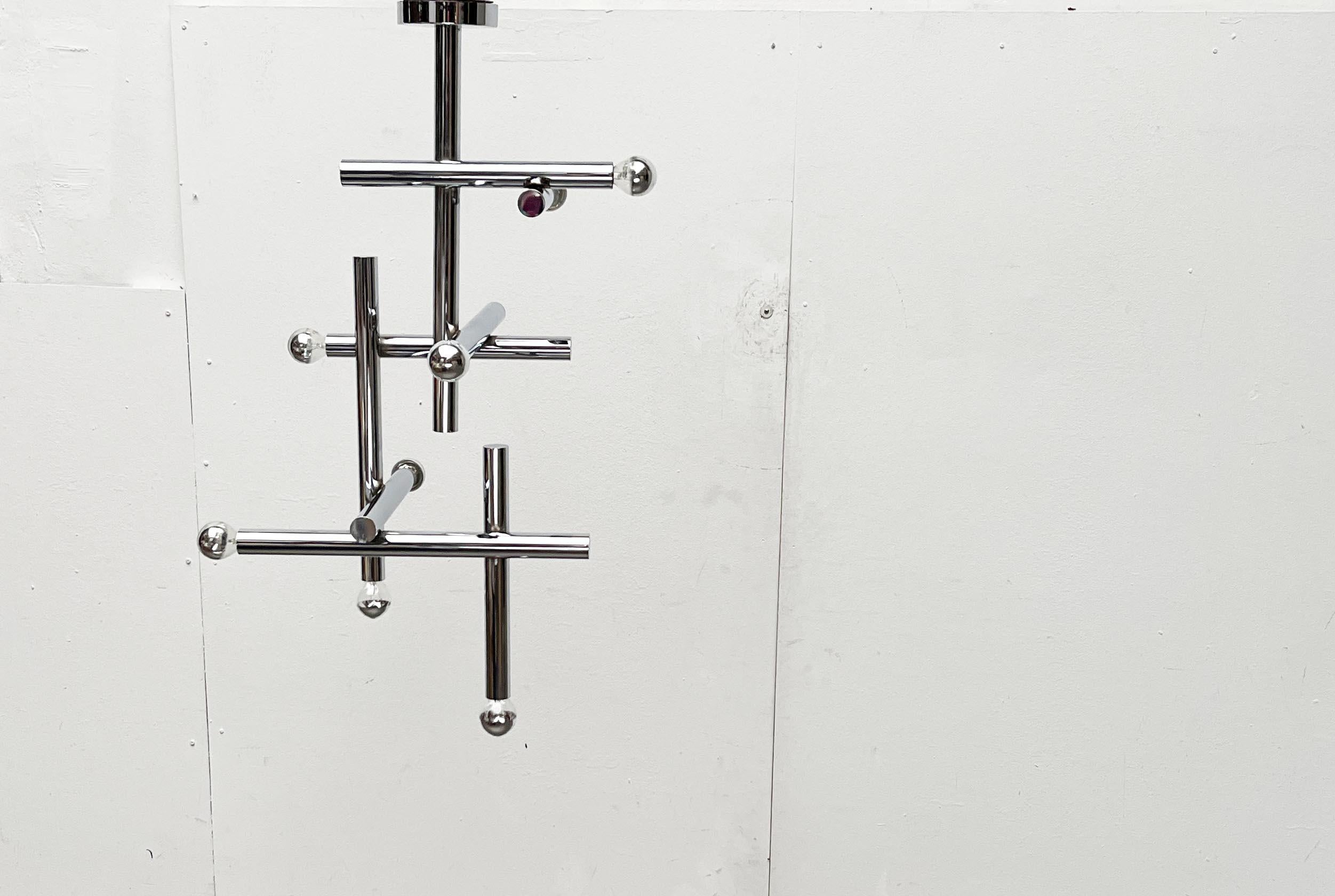 Metallo Lampada da soffitto in cromo di Temde, Svizzera, anni '60, Modern Age, metà del secolo scorso in vendita