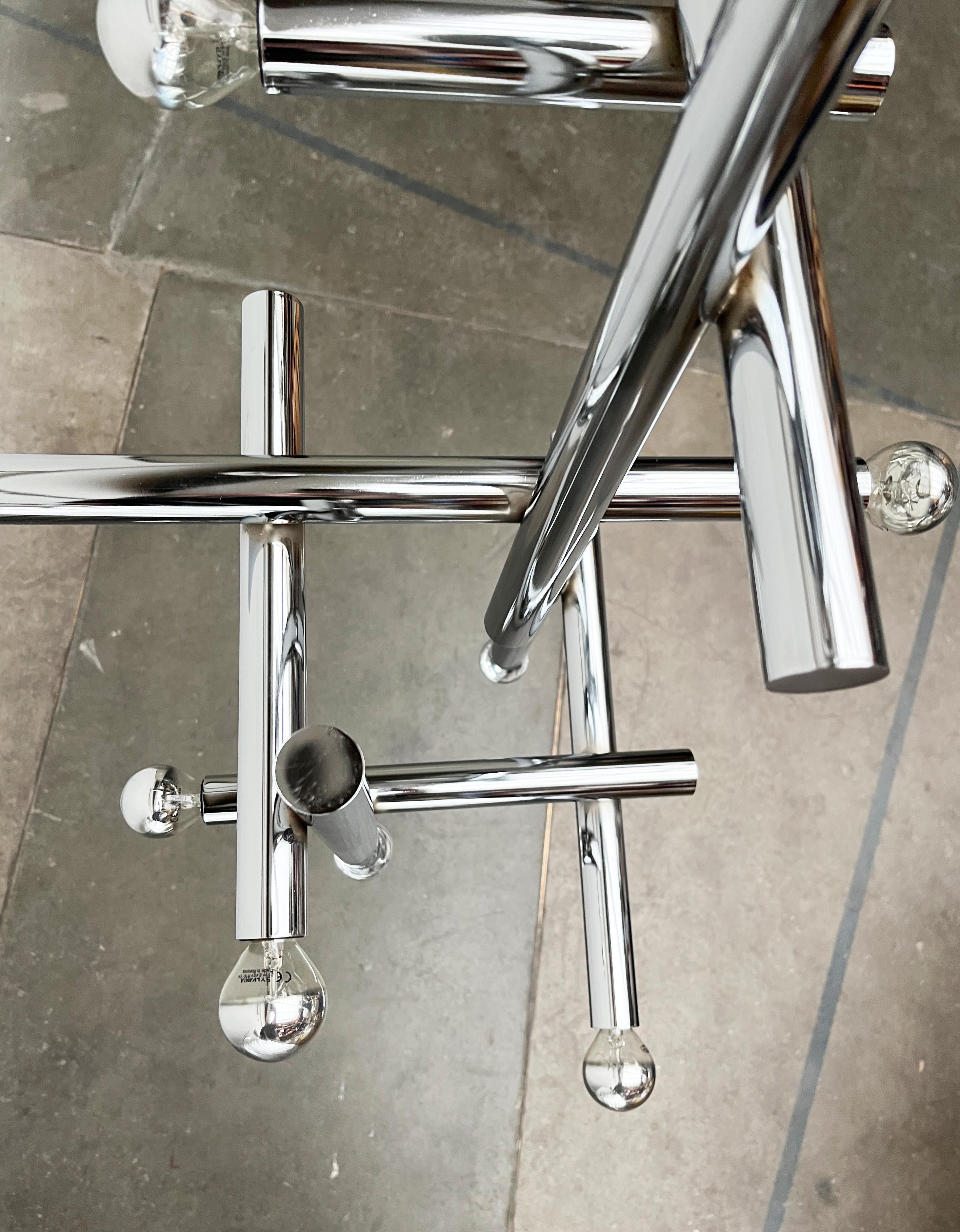 Lampada da soffitto in cromo di Temde, Svizzera, anni '60, Modern Age, metà del secolo scorso in vendita 1