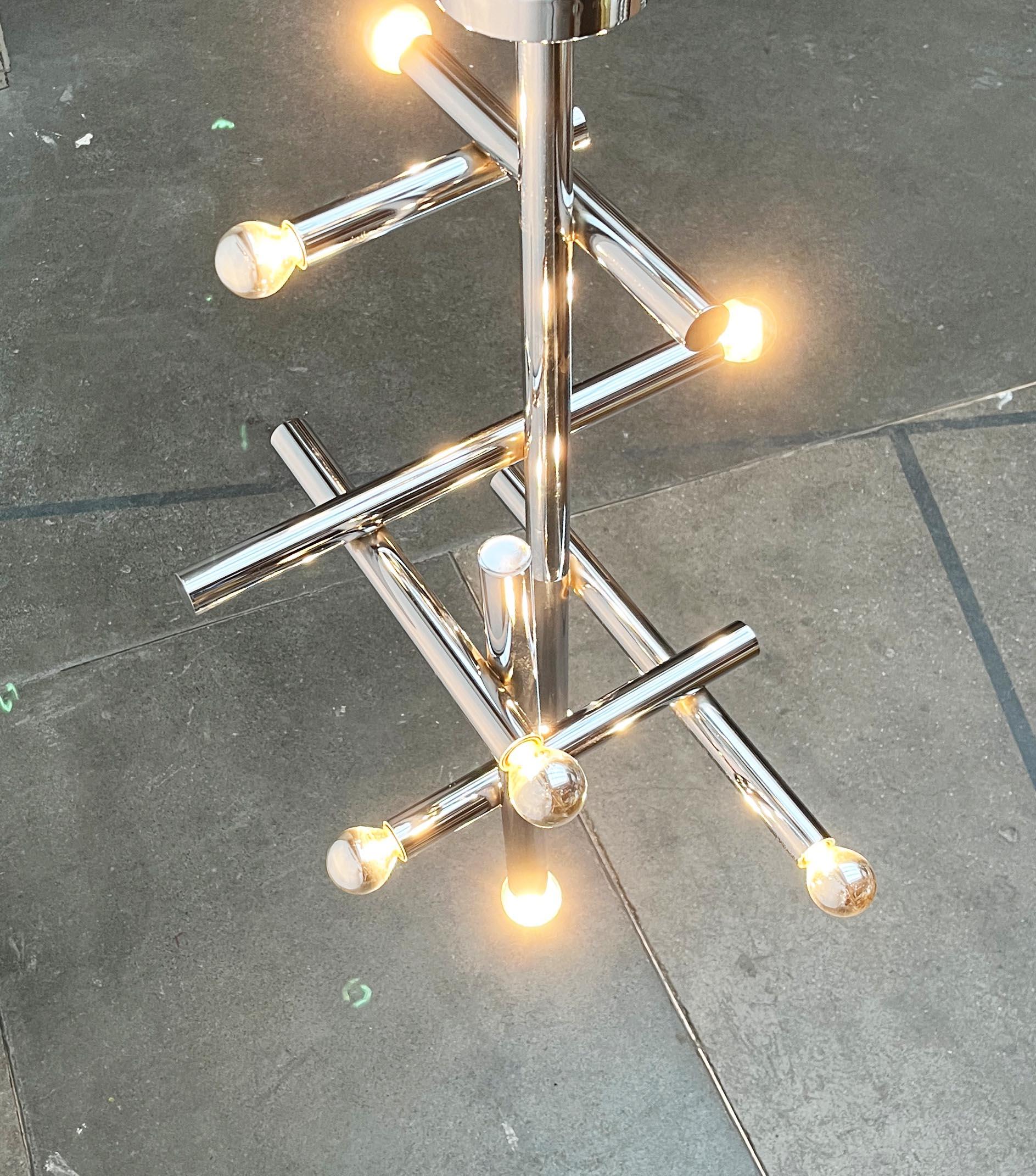 Lampada da soffitto in cromo di Temde, Svizzera, anni '60, Modern Age, metà del secolo scorso in vendita 2