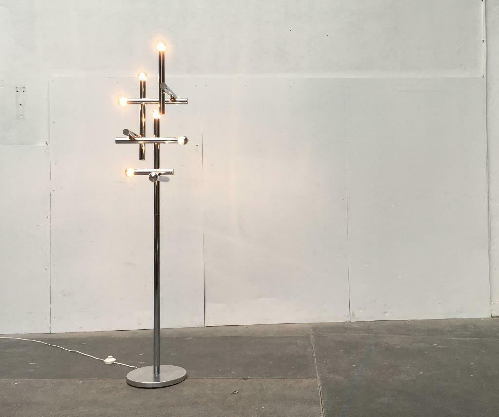 Lampadaire chromé moderne de l'ère spatiale, Temde, Suisse, années 1960 en vente 6
