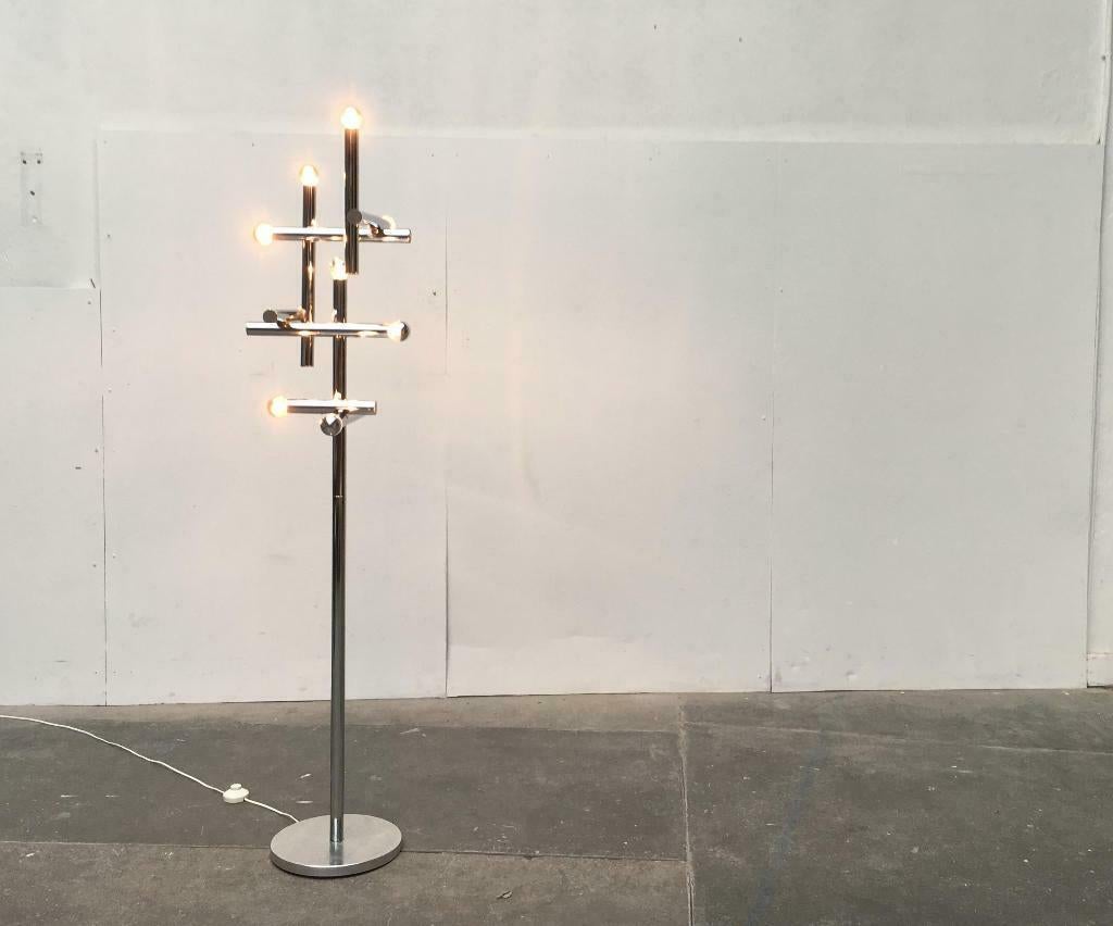 Lampadaire chromé moderne de l'ère spatiale, Temde, Suisse, années 1960 en vente 1
