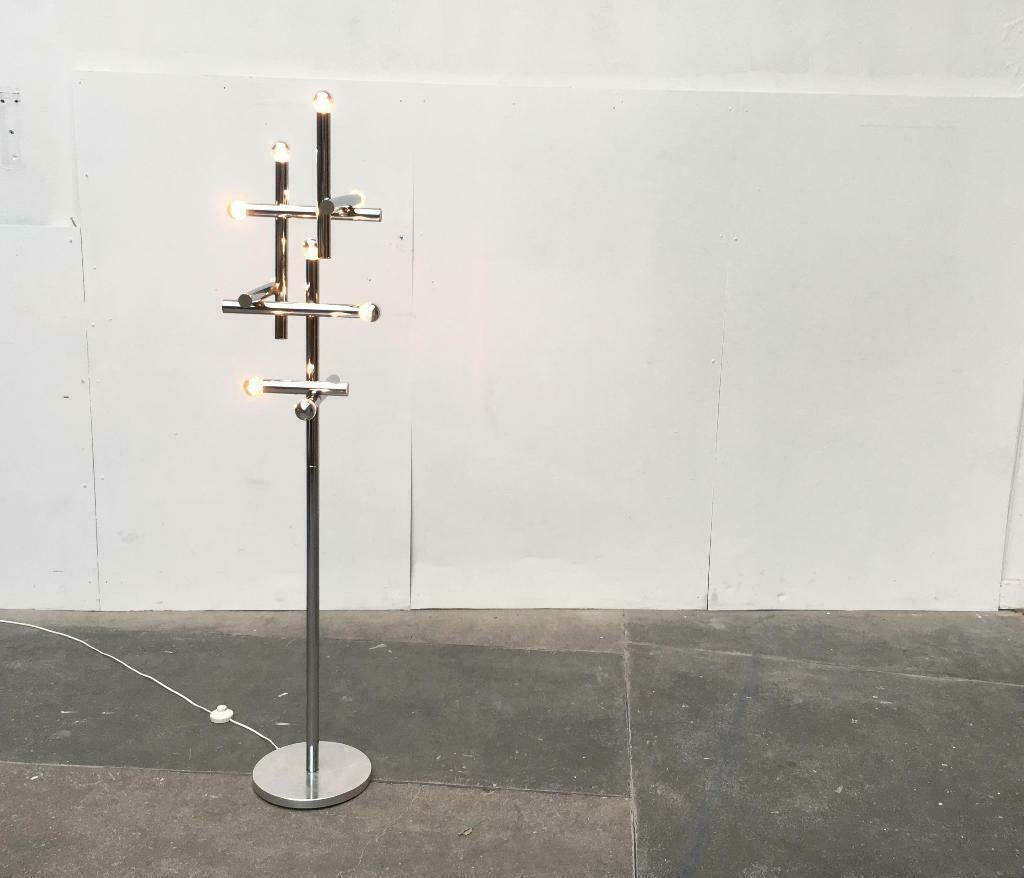 Lampadaire chromé moderne de l'ère spatiale, Temde, Suisse, années 1960 en vente 3