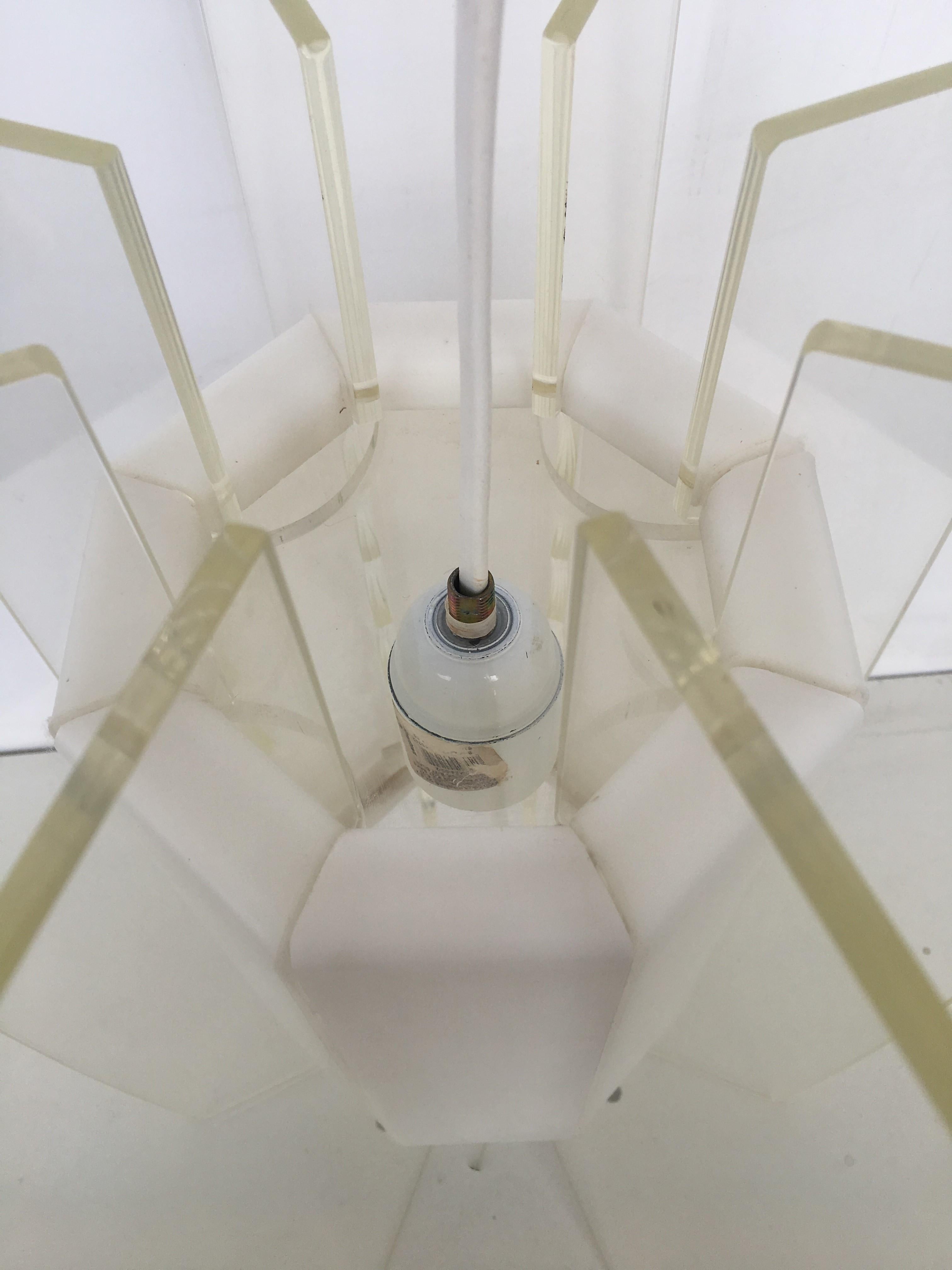 Mid-Century Modern Space Age Era White and Transparent Pendant Lamp 2