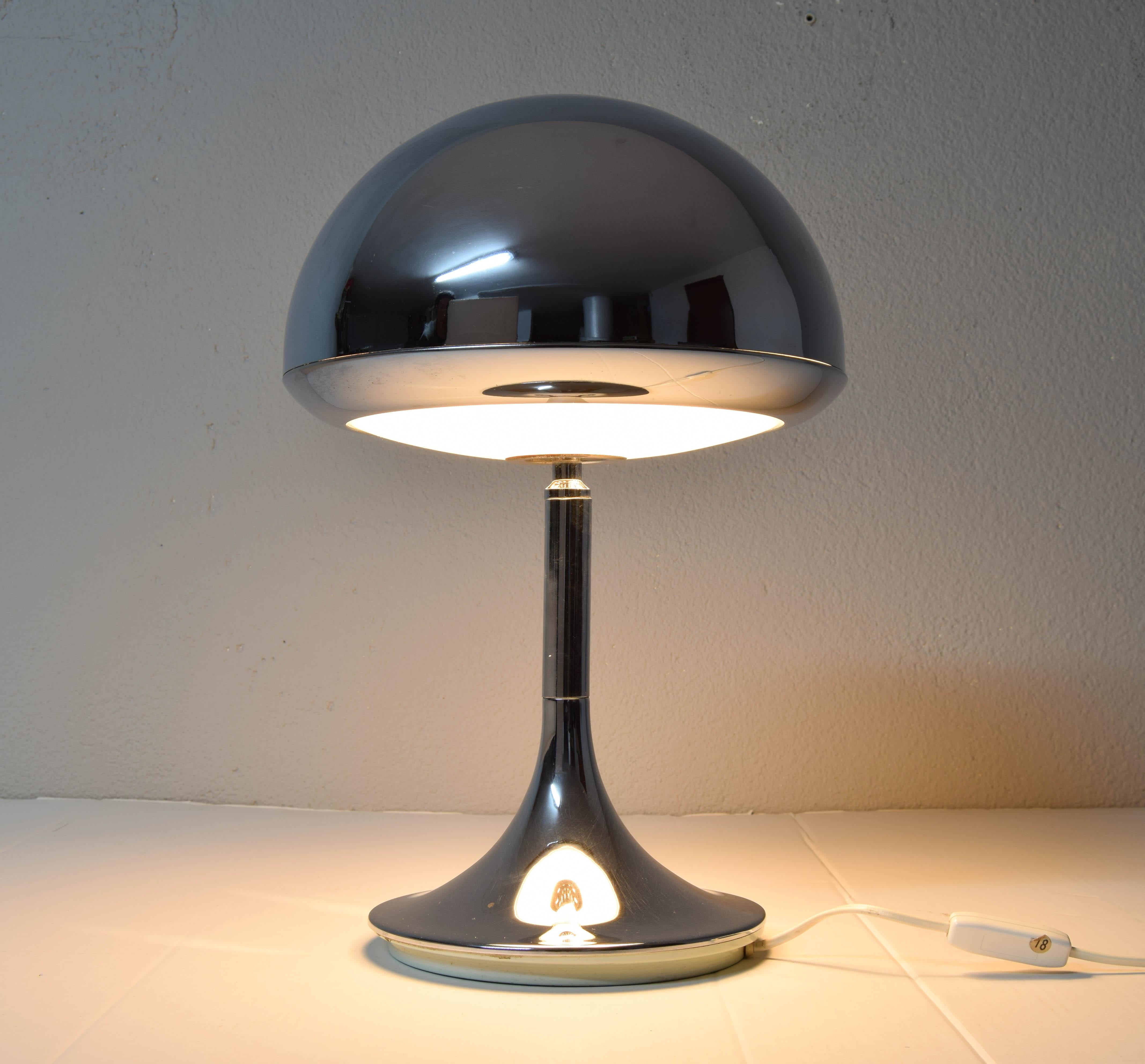Mid-Century Modern Space Age Grin Fase Chrome Mushroom Table Lamp Spain, 1960s 3